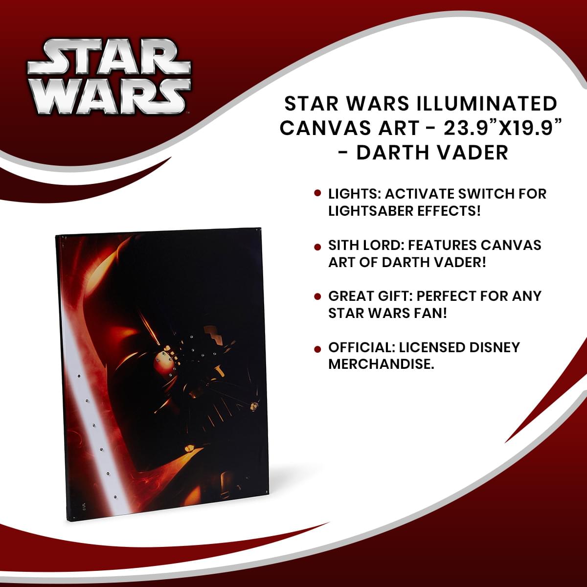 Illuminated Darth Vader Canvas Art - 23.9