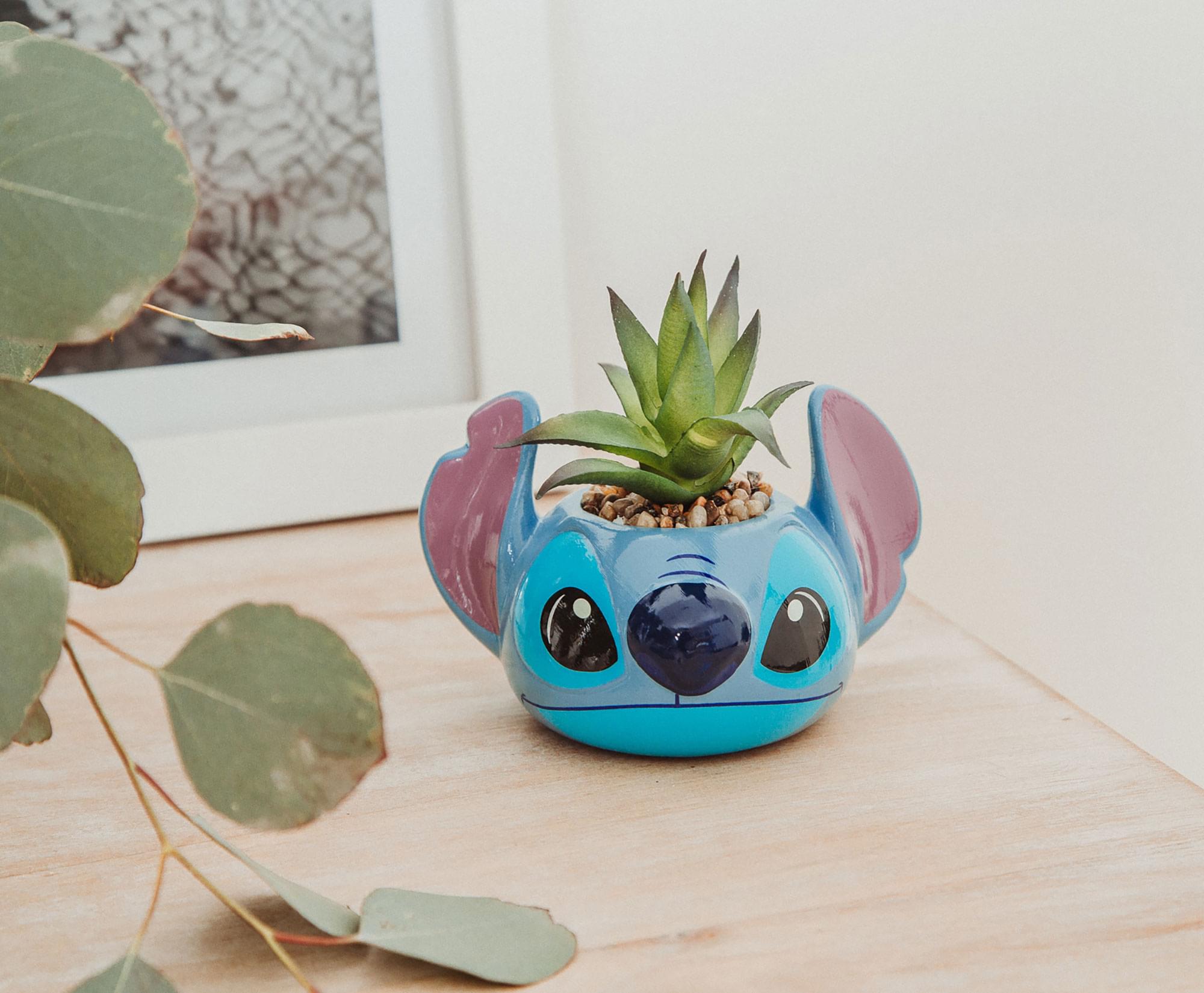 Enchanting Disney Lilo & Stitch 3-Inch Ceramic Mini Planter with Artificial Succulent