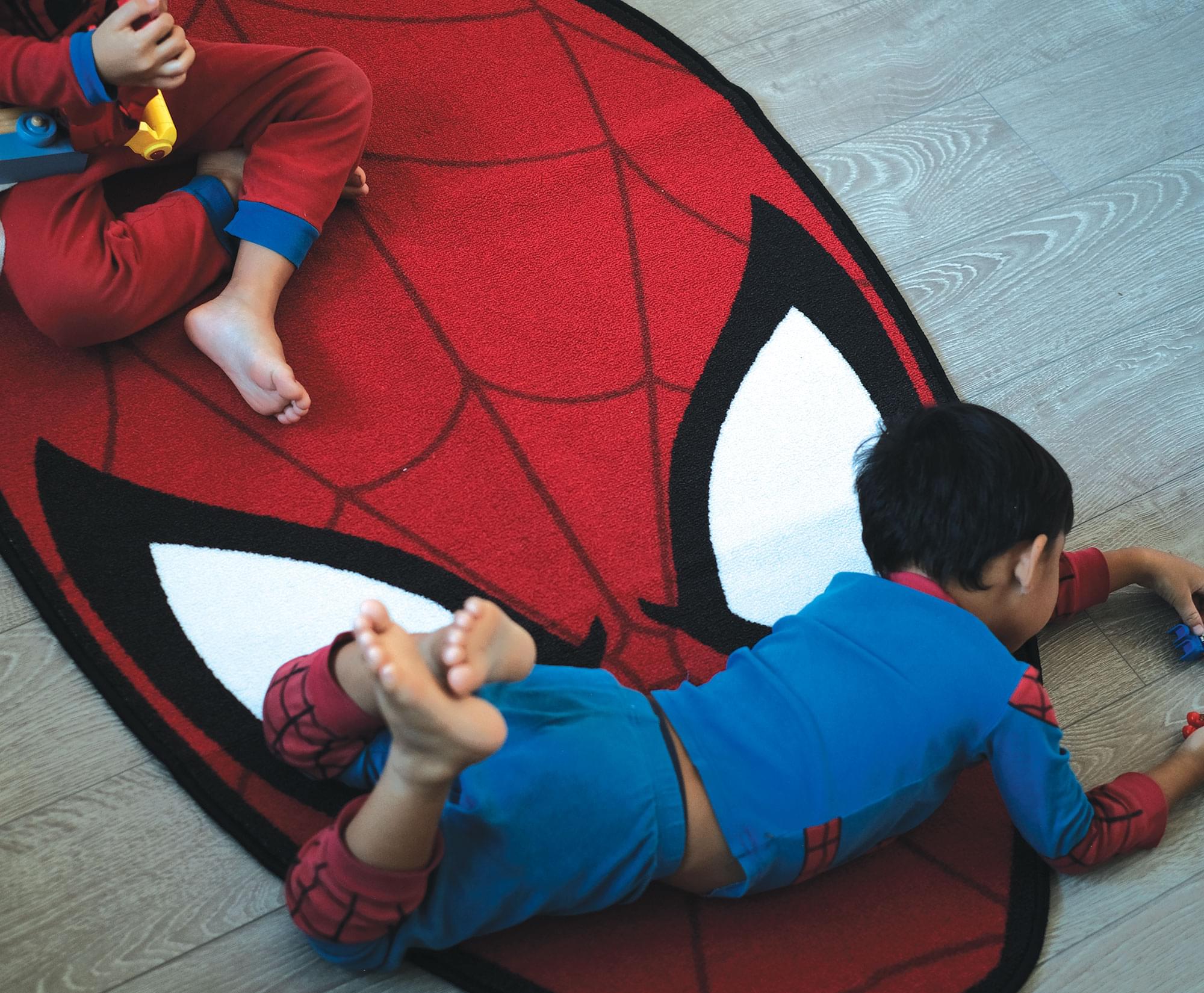 Unleash Your Inner Spider-Man with This Awesome Mask-Printed Area Rug!
