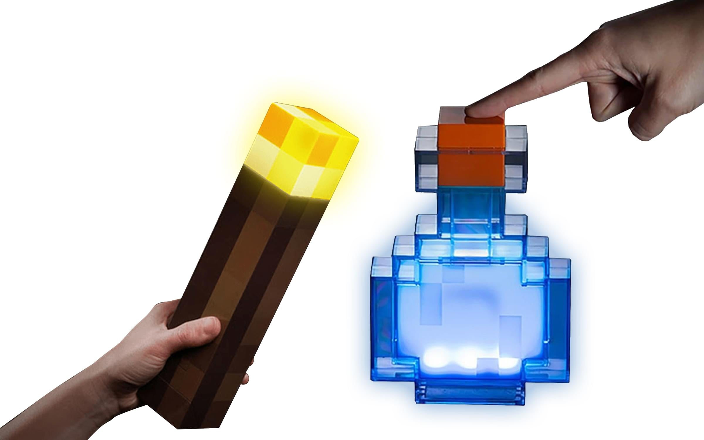 Minecraft 12-Inch LED Torch & 7-Inch Potion Set - Light Up Your World!