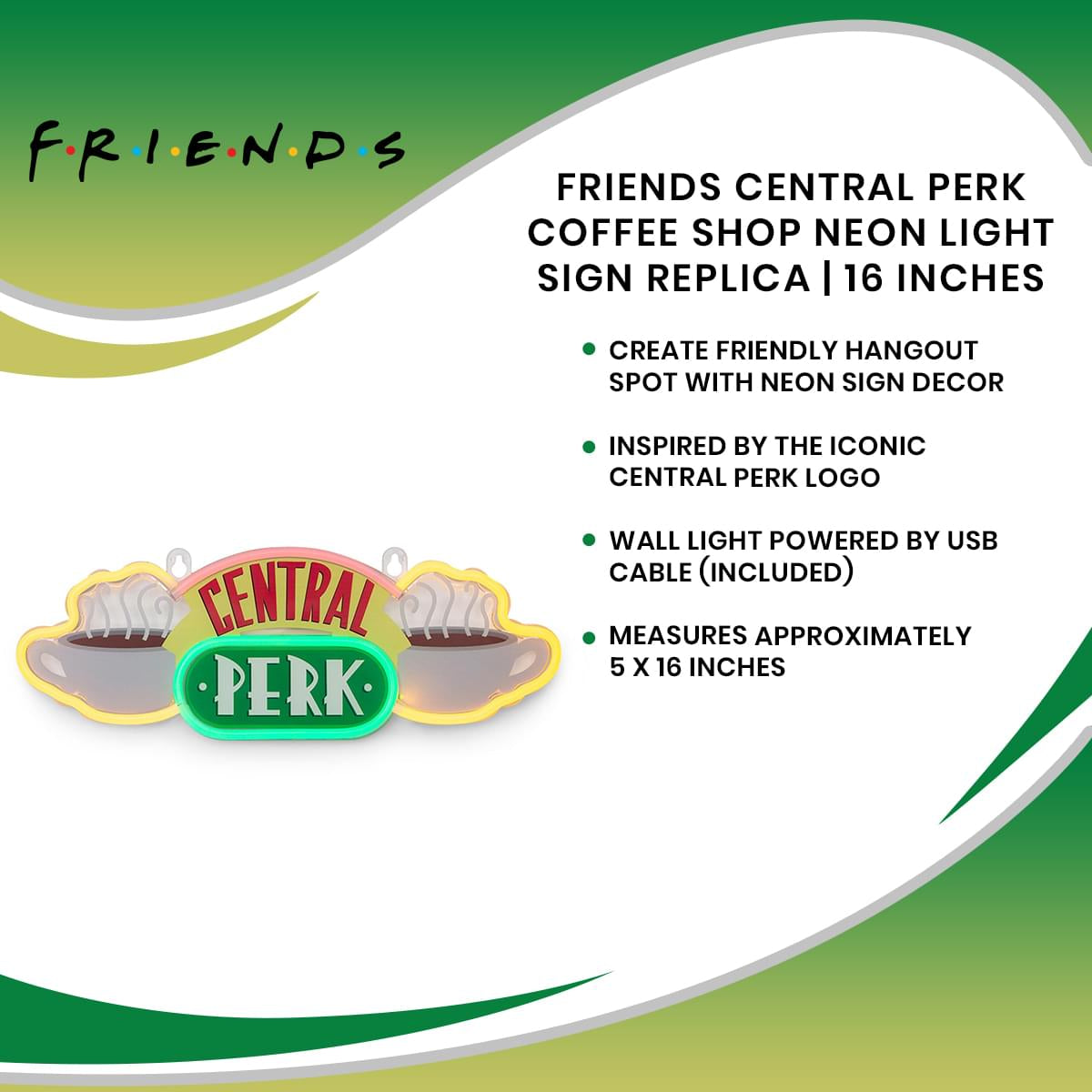 Friends Central Perk Coffee Shop 16-Inch Neon Light Sign Replica - Turn Your Space into a Hangout Haven!