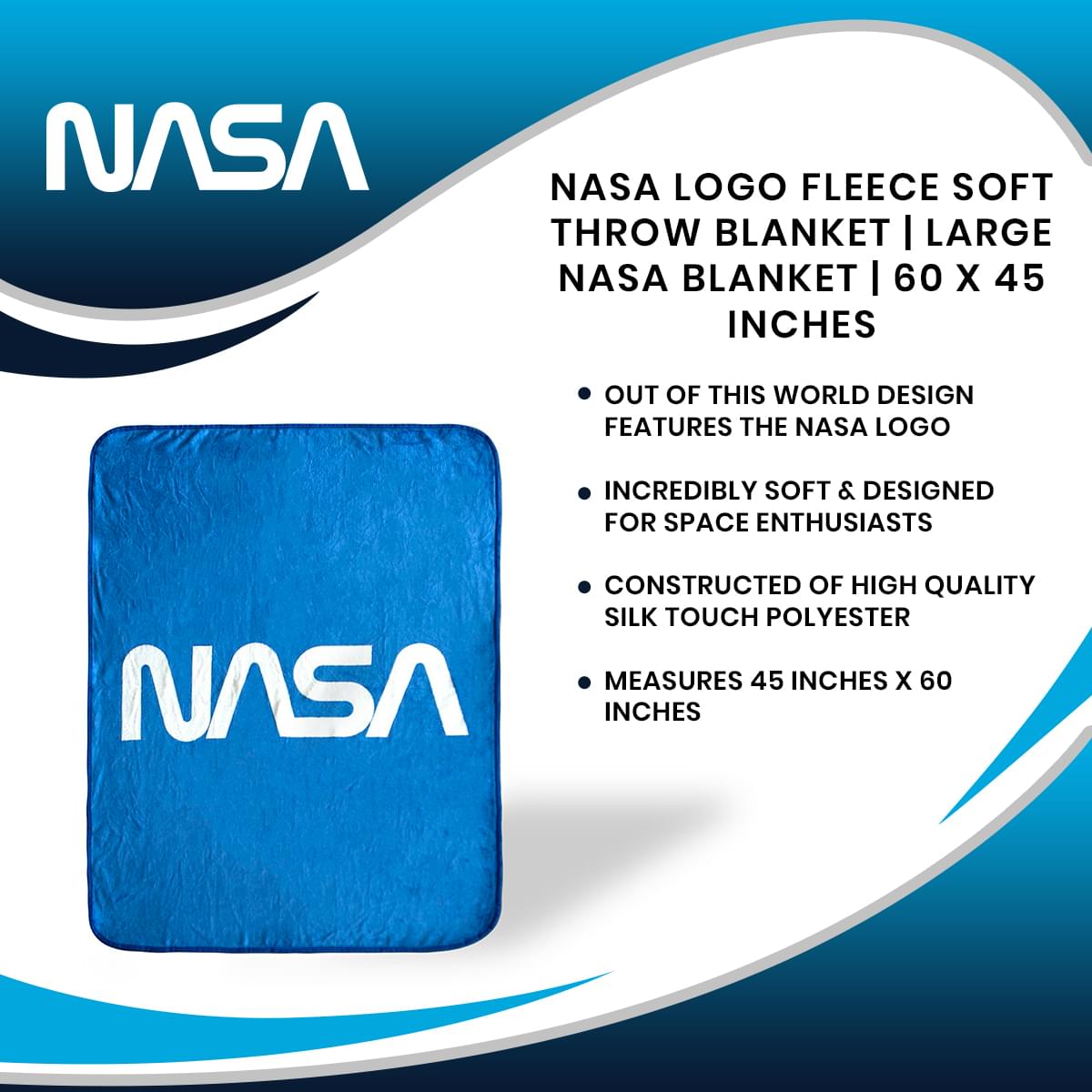Cosmic Comfort: NASA Logo Fleece Throw Blanket