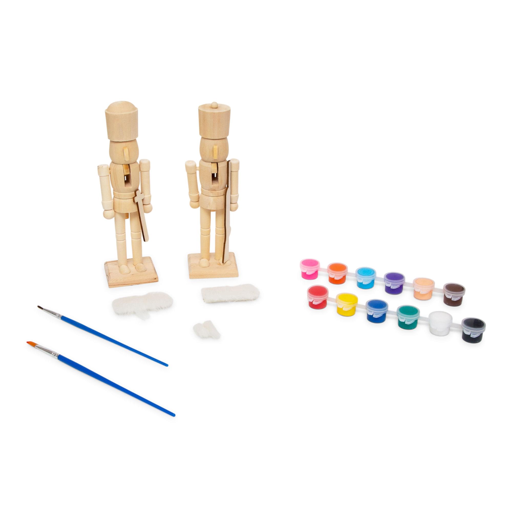 Customize Your Own 7-Inch Wooden Nutcracker Figures Craft Kit - Set of 2