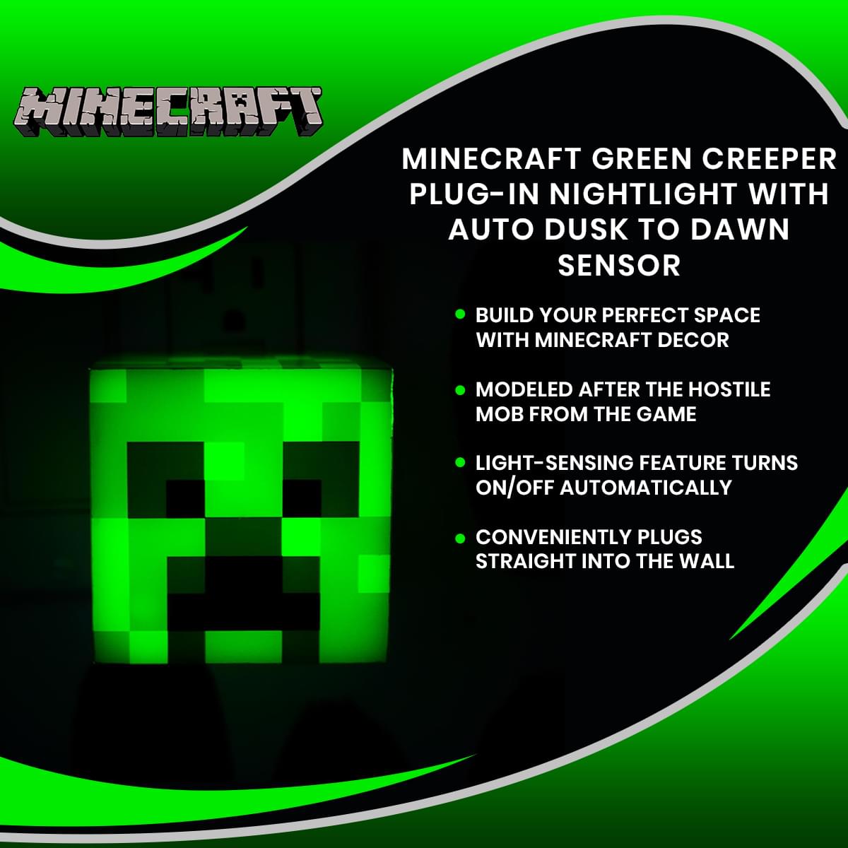Minecraft Green Creeper Auto Dusk - Dawn Sensor Nightlight