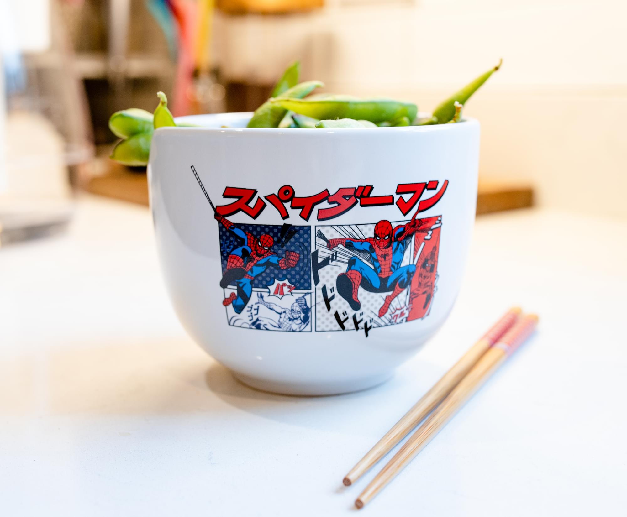 Epic Marvel Spider-Man Japanese Dinnerware Set - 20-Ounce Ramen Bowl with Chopsticks