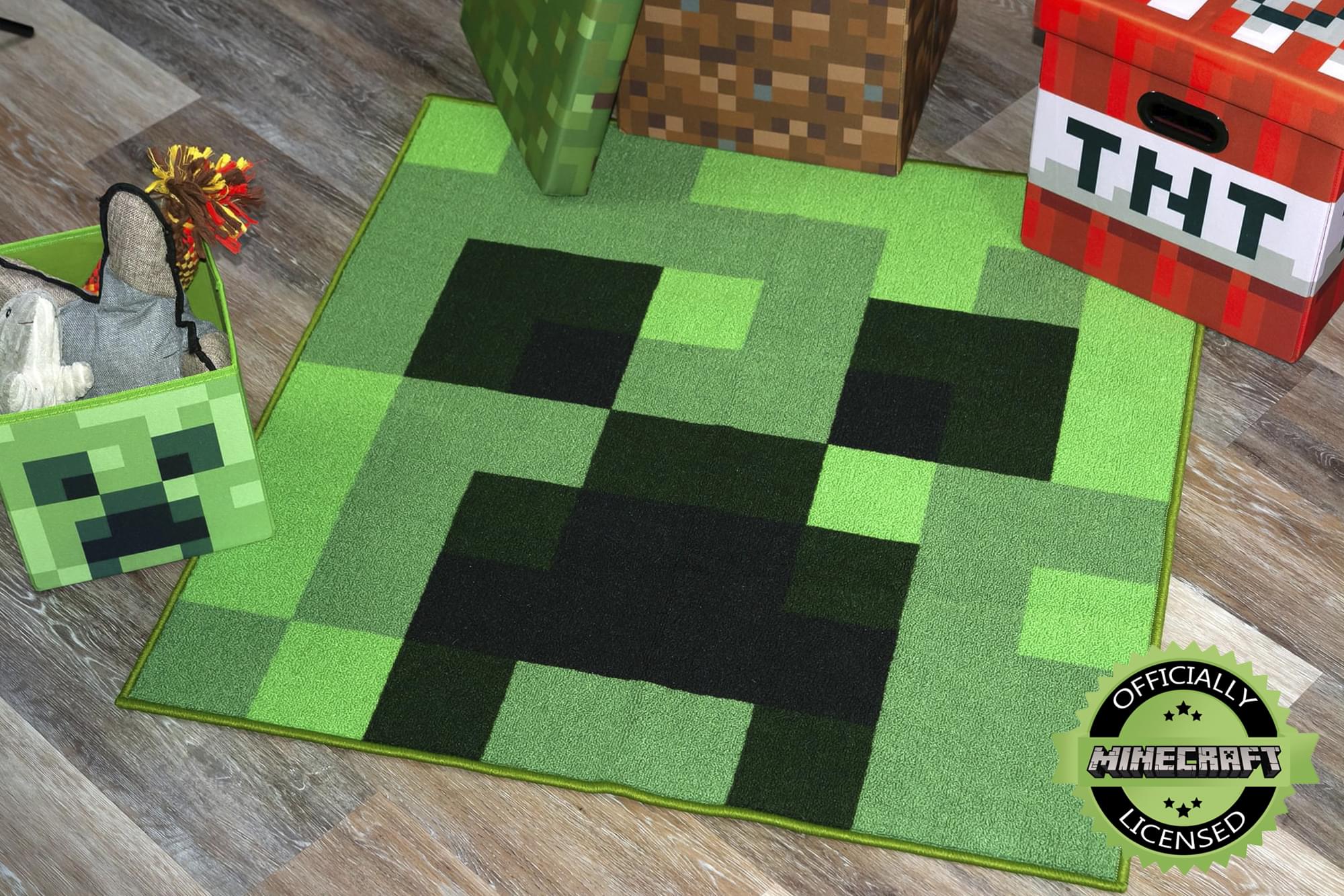 Explosive Minecraft Creeper 39-Inch Square Area Rug