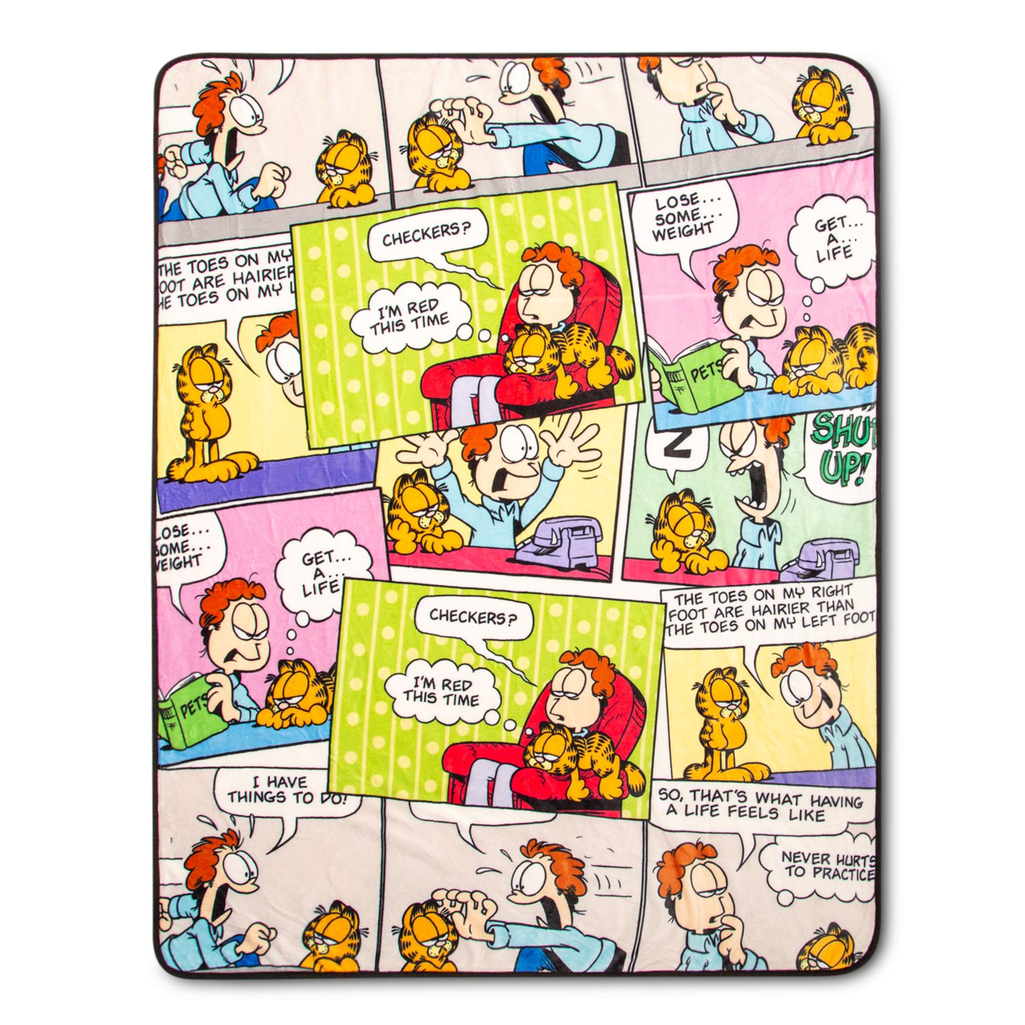 Cozy Garfield & Jon Comic Strip Sherpa Throw Blanket - 50x60 Inches