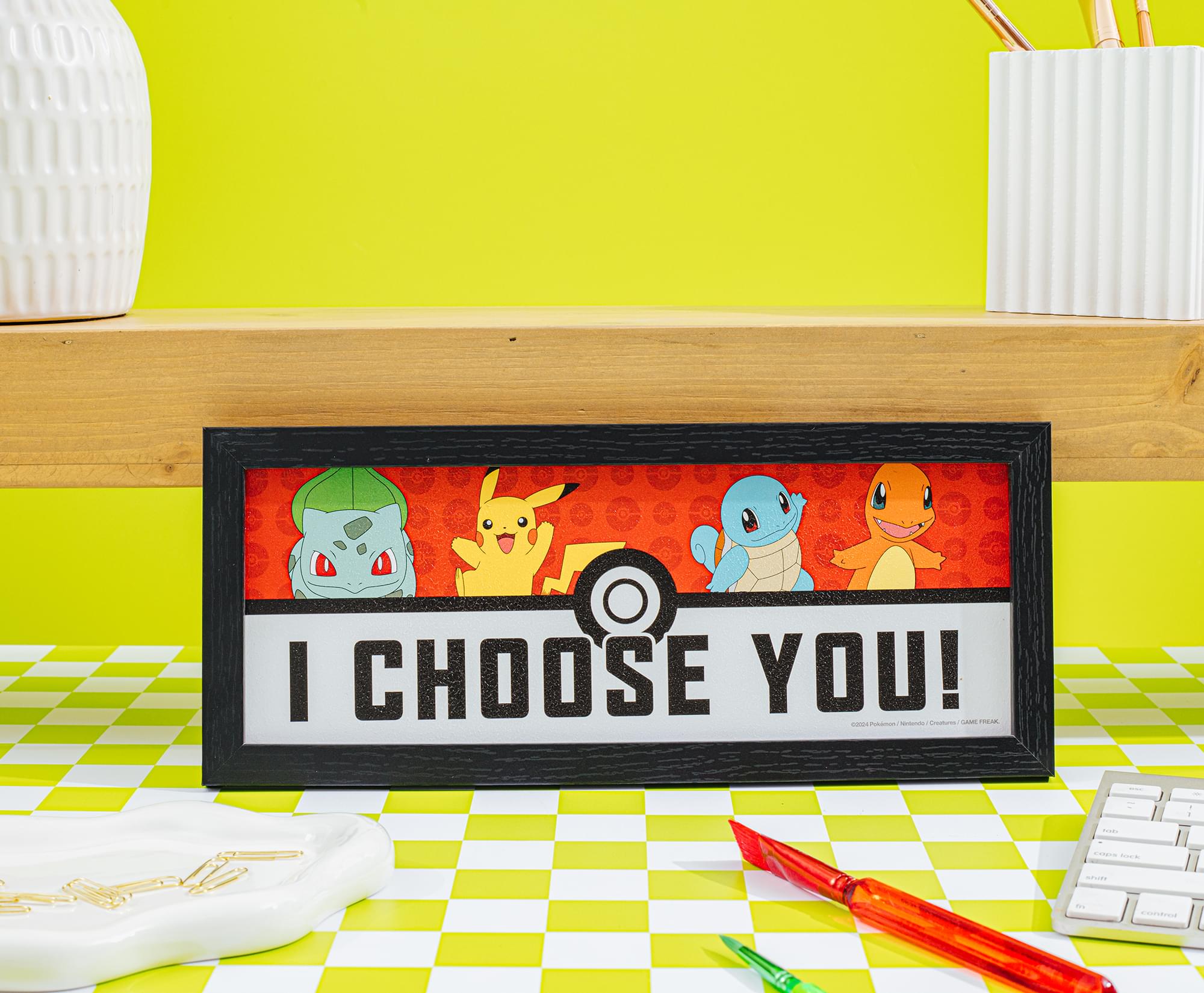 Enchanting Pokémon I Choose You 12 x 5 Inch Framed MDF Wall Art