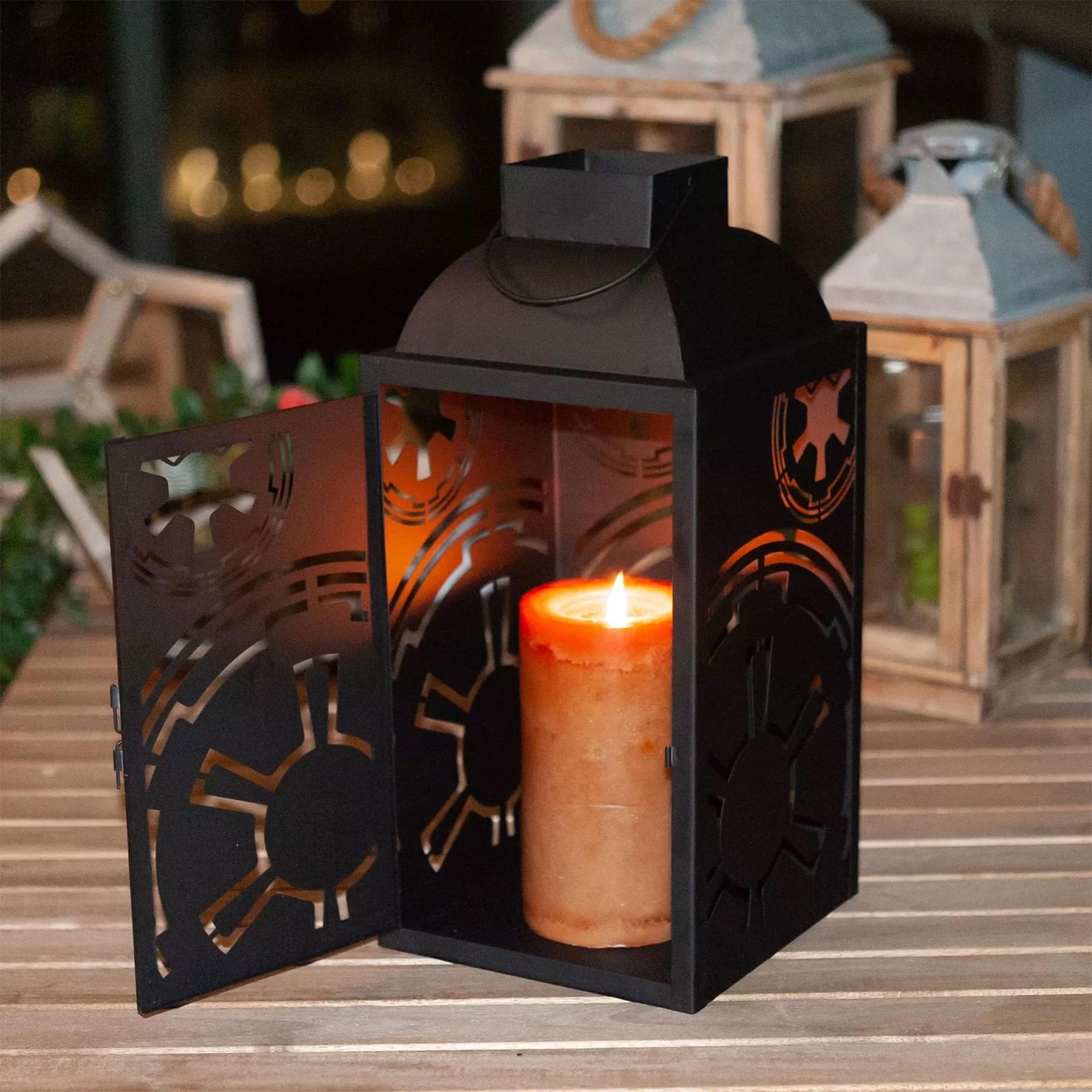 Stunning Star Wars Black Stamped Lanterns - 14 Inches, Set of 2 with Imperial Symbol
