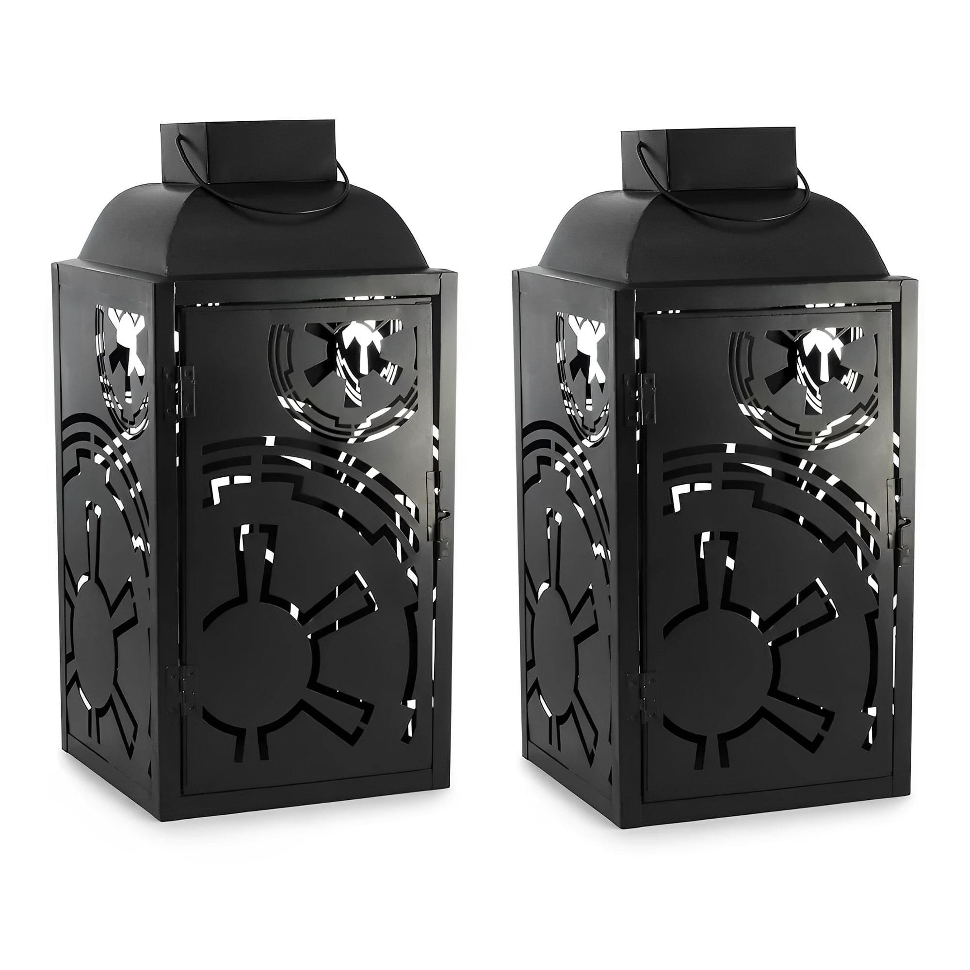Stunning Star Wars Black Stamped Lanterns - 14 Inches, Set of 2 with Imperial Symbol