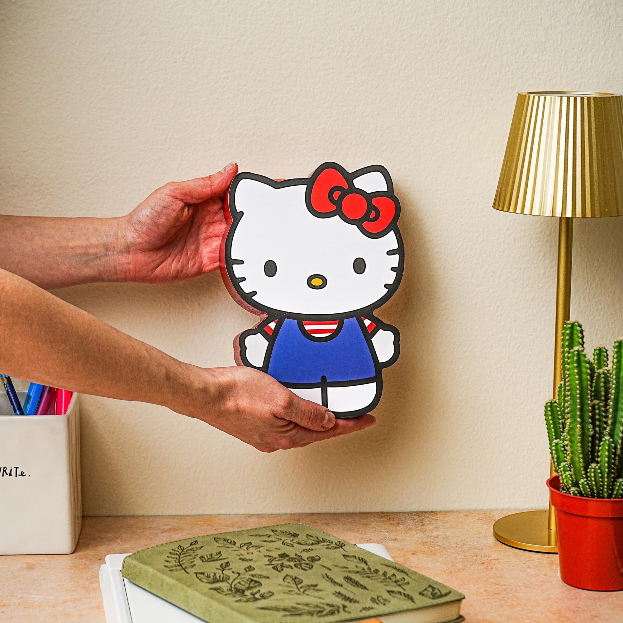 Sanrio Hello Kitty 8x6 Inch Classic Die-Cut Wooden Wall Art Sign - Add a Pop of Playful Charm to Your Space!