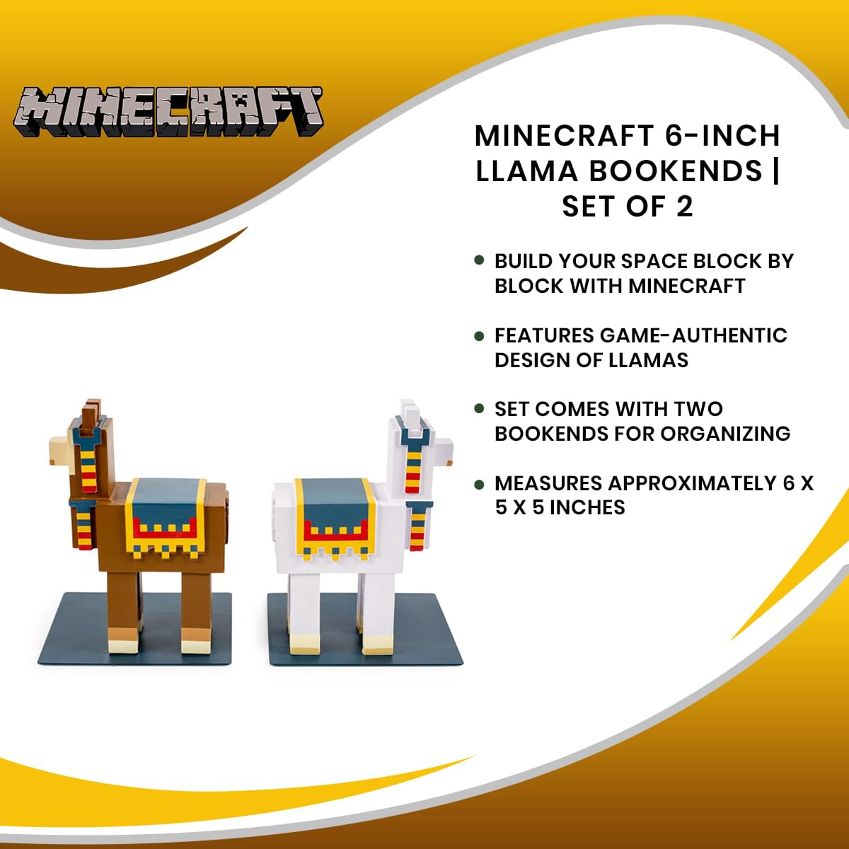 Unleash Your Minecraft Adventure with 6-Inch Llama Bookends - Set of 2