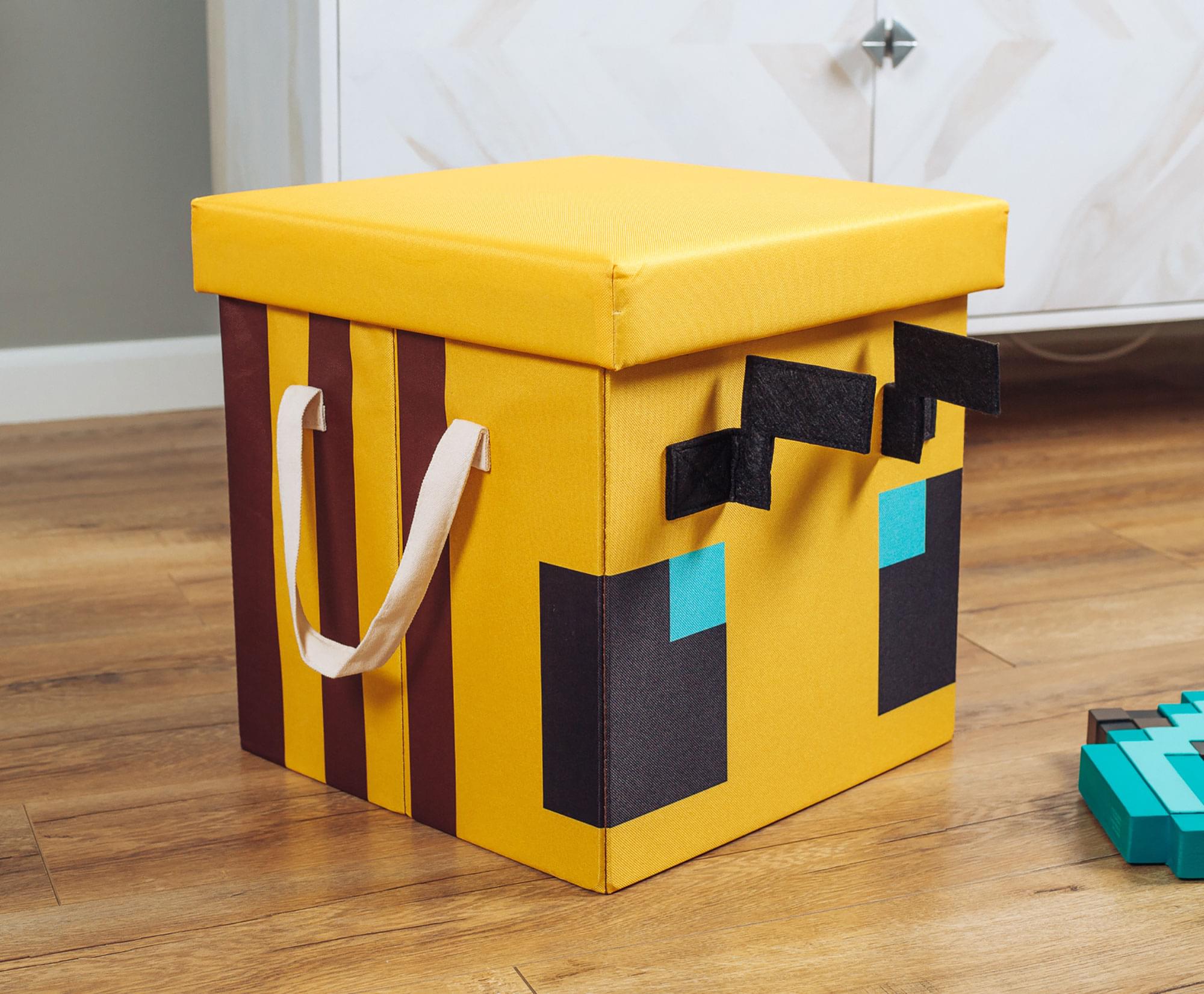 Officially Licensed Minecraft Bee 15-Inch Fabric Storage Bin Cube Organizer with Lid