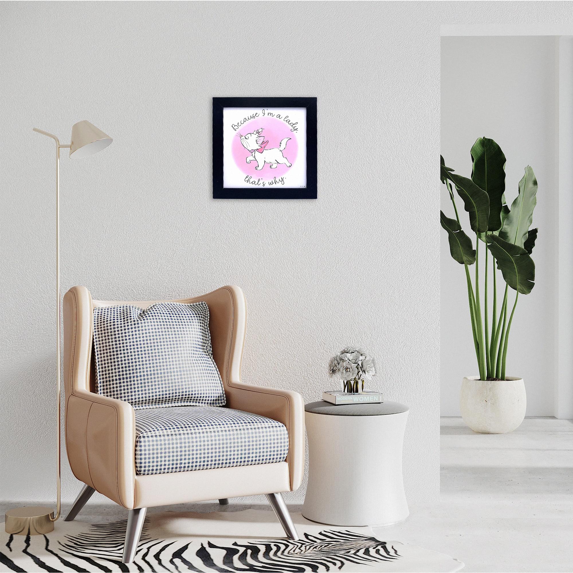 Disney Aristocats Marie 'Because I'm A Lady' 12x12 Inch Framed MDF Wall Art - A Must-Have for Disney Fans
