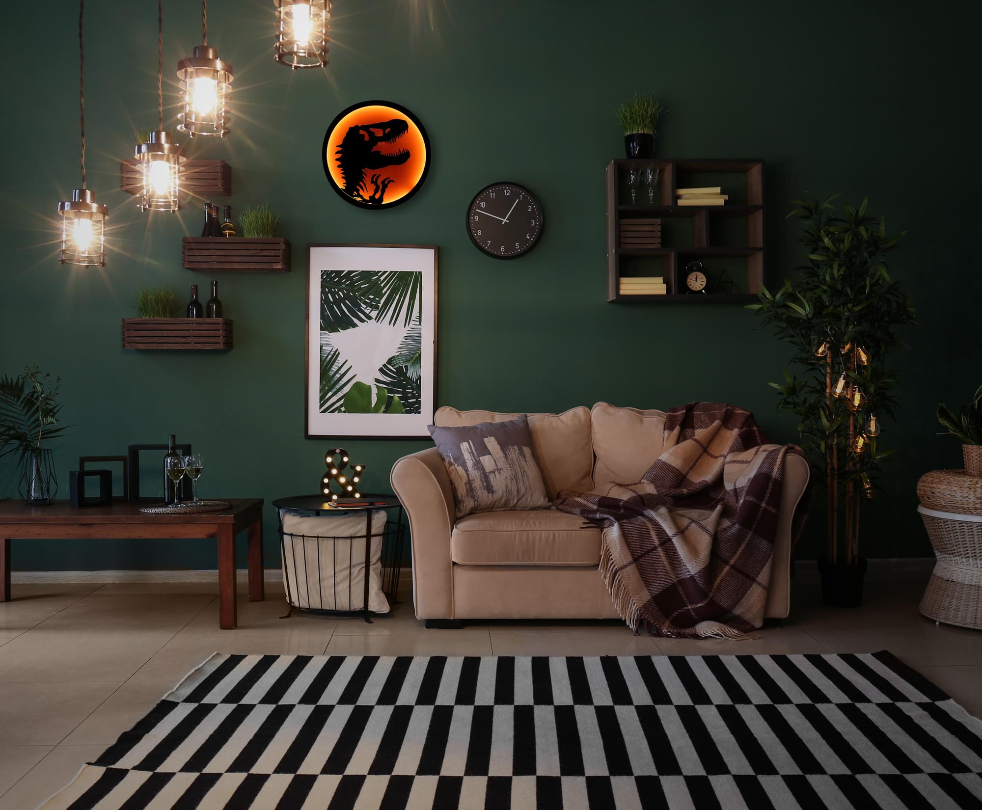 Roar into Your Space with the Jurassic Park T-Rex LED Wall Light Sign (12 Inches Tall)