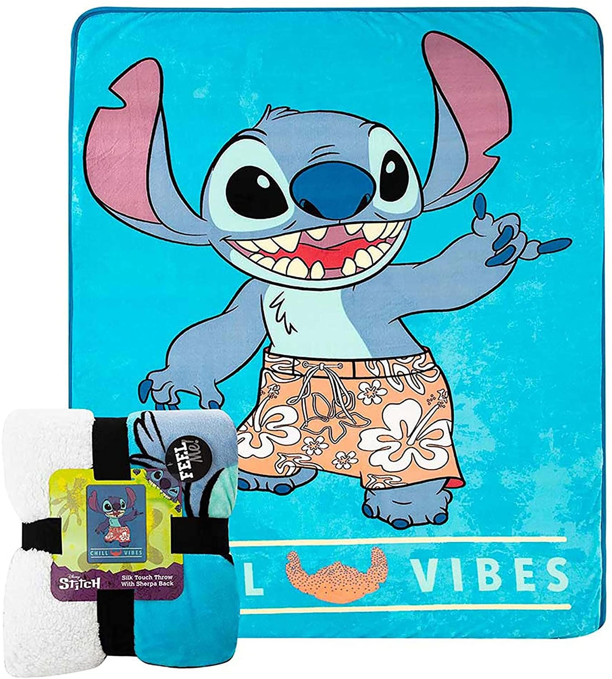 Cozy Up with Disney's Lilo & Stitch 60 x 80 Inch Silk Touch Sherpa Throw Blanket