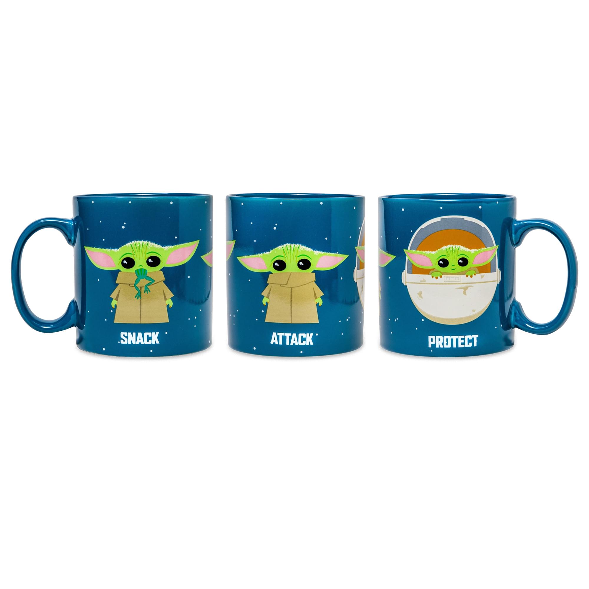 Star Wars: The Mandalorian Protect Attack Snack Ceramic Mug | Holds 20 Ounces