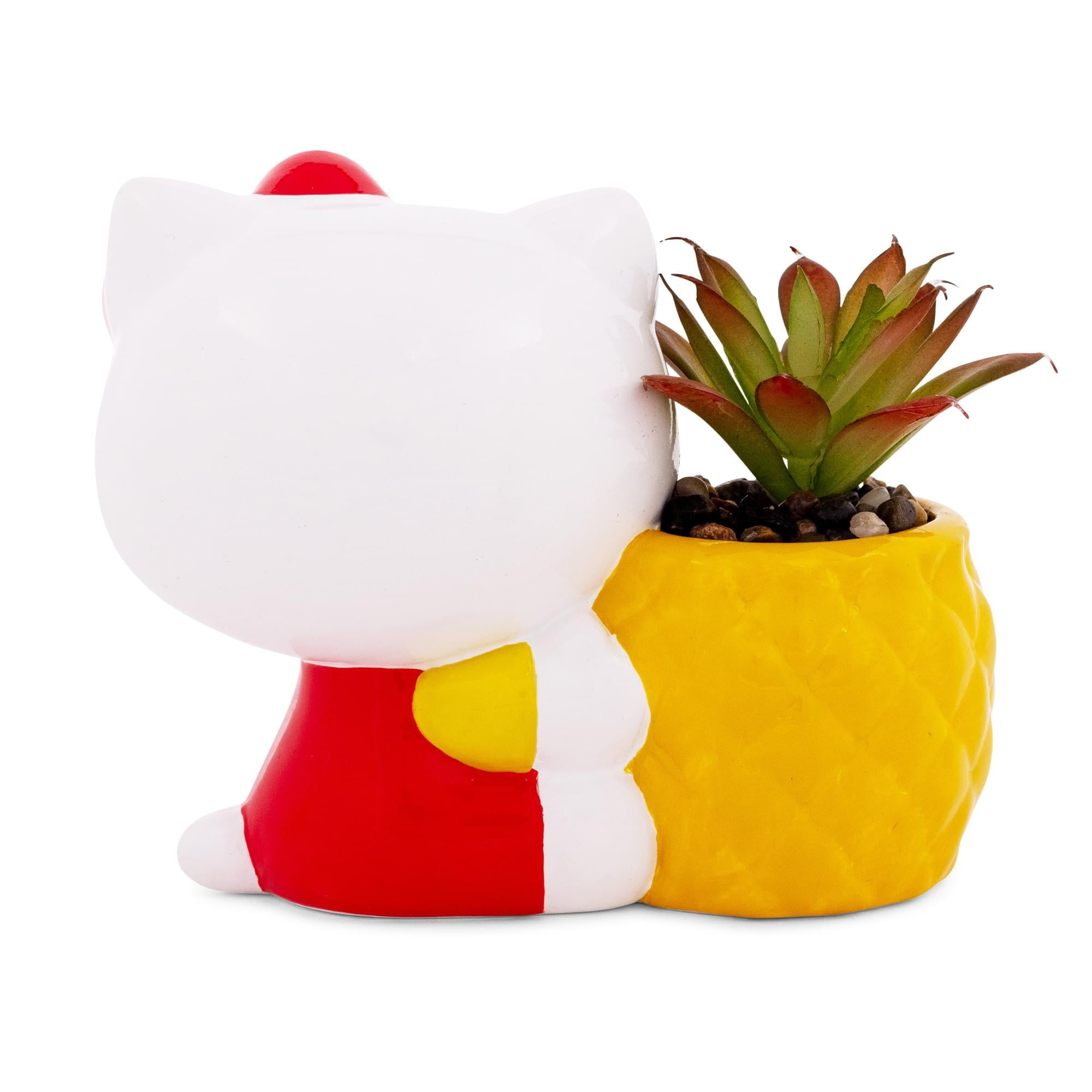 Sanrio Hello Kitty Pineapple Ceramic Mini Planter with Artificial Succulent - Adorable Home Decor