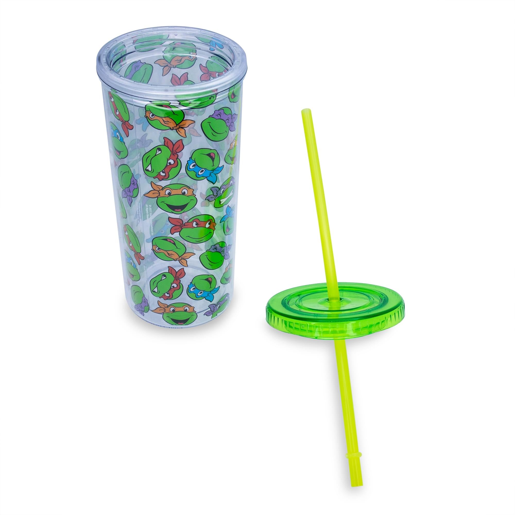 TMNT Allover Faces Carnival Cup with Lid & Straw