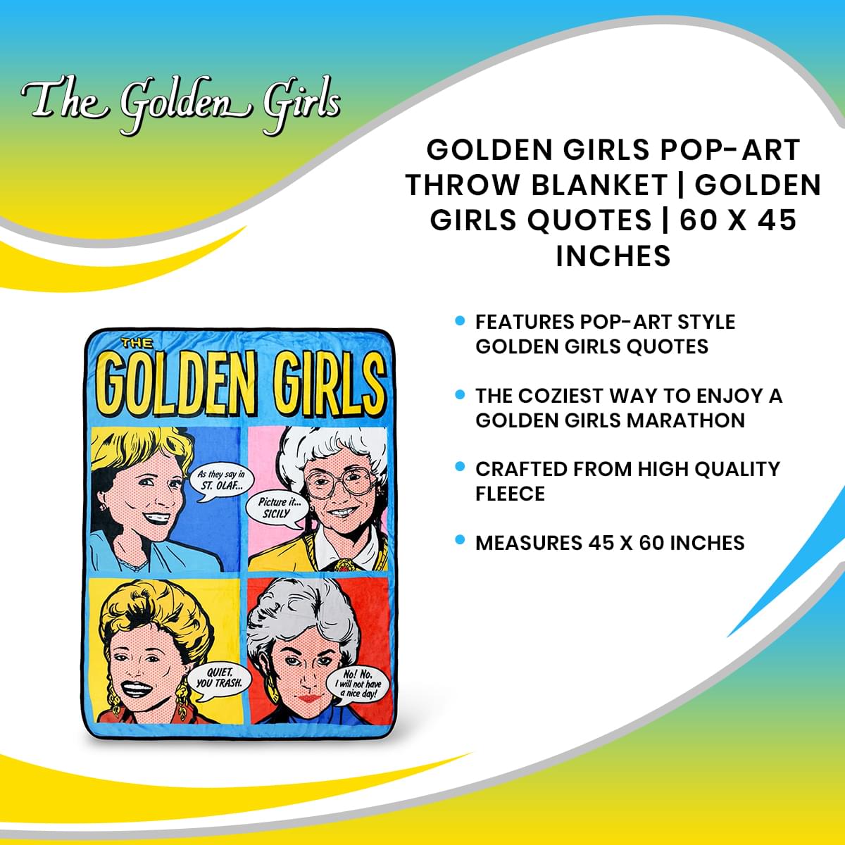 Golden Girls Pop-Art Cozy Throw Blanket - 60 x 45 Inches