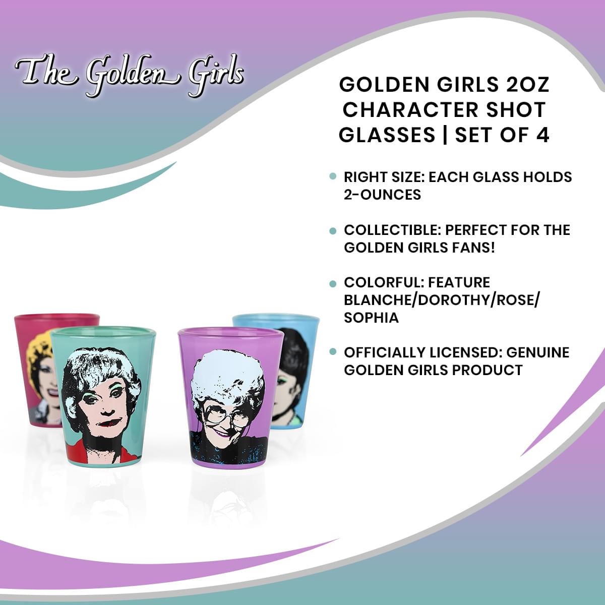 The Golden Girls 2-Ounce Character Mini Glasses (Set of 4) - A Toast to Your Favorite TV Icons!