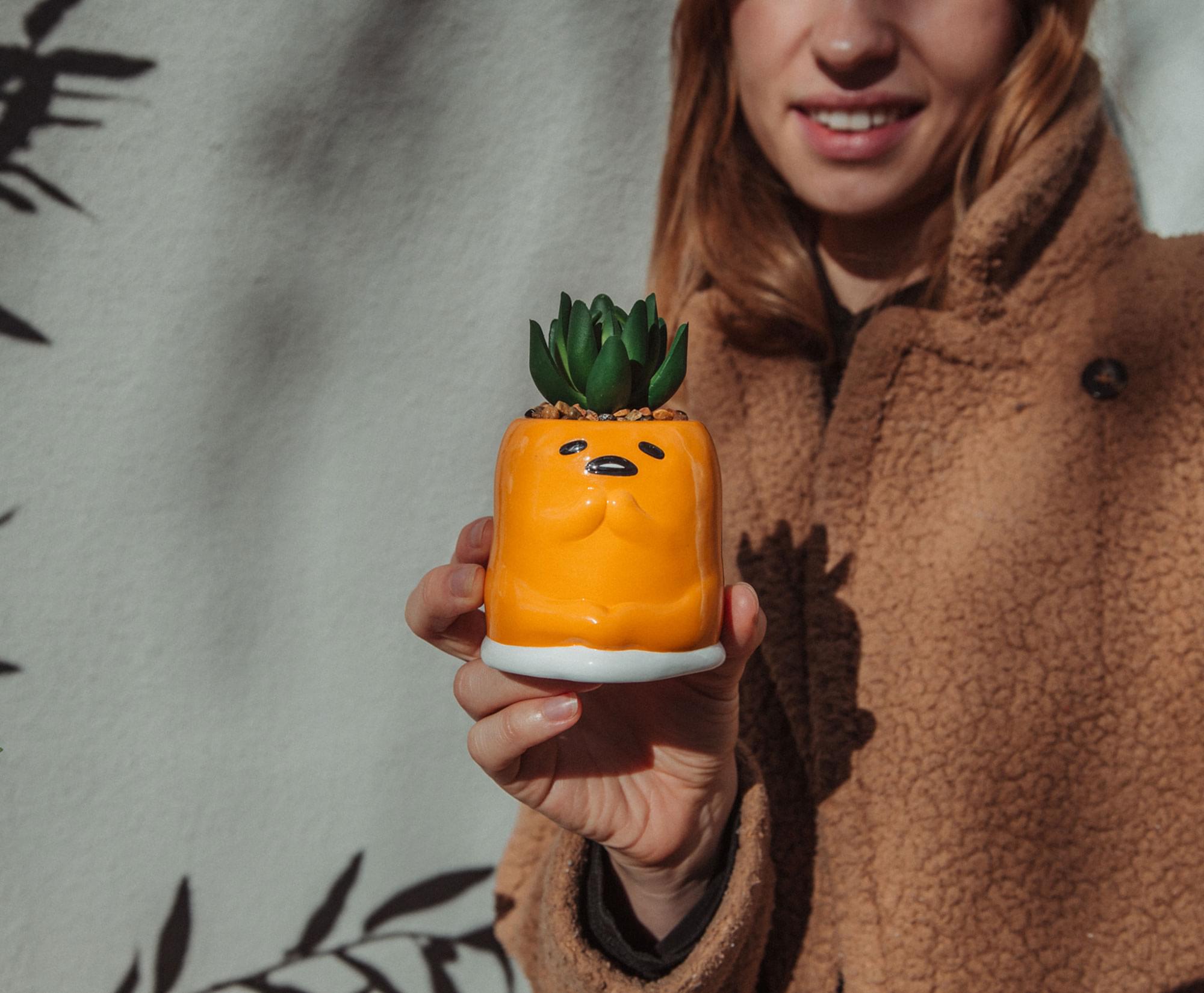 Sanrio Gudetama Meditation-Inspired 3-Inch Mini Planter with Artificial Succulent