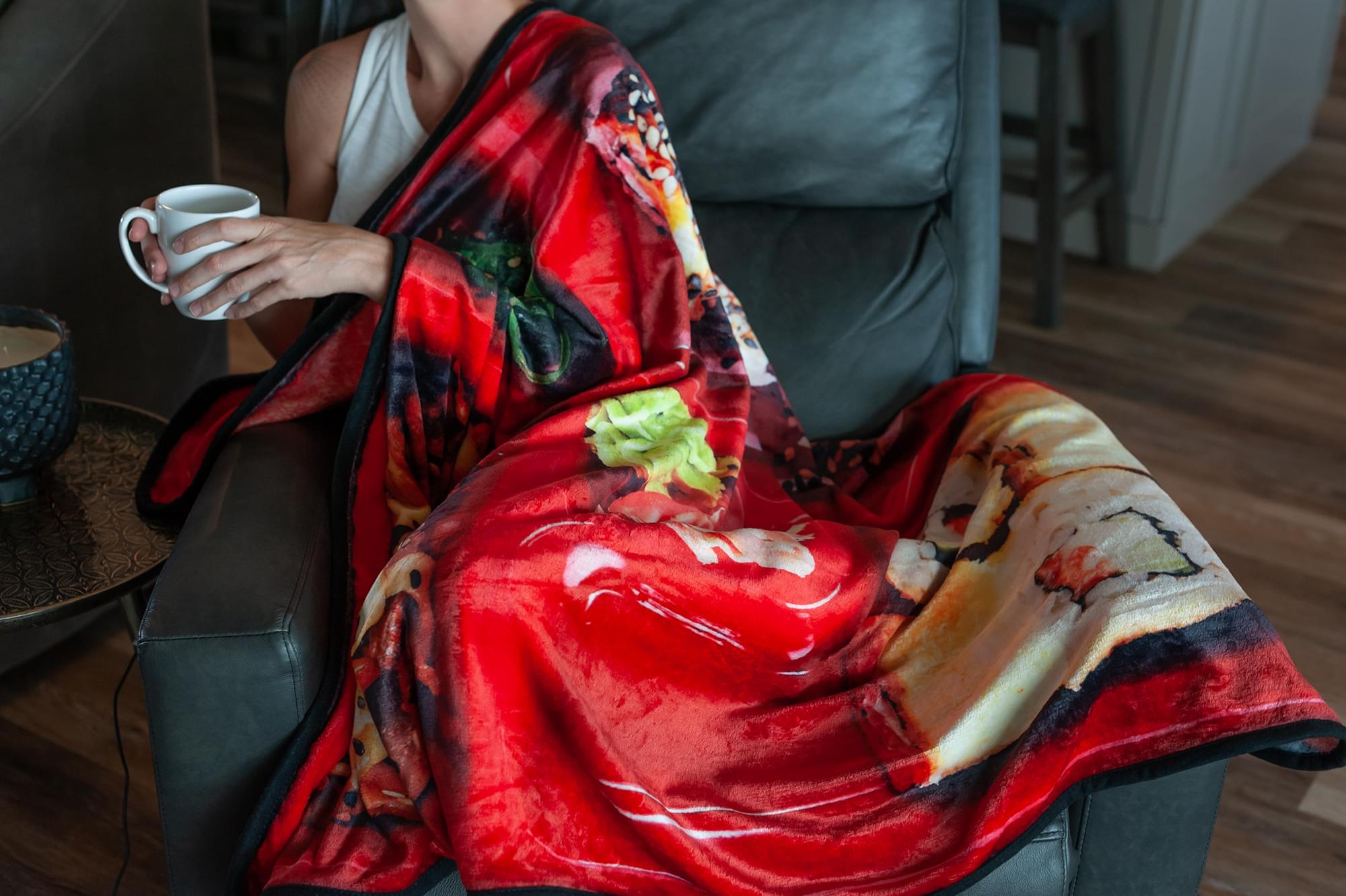 Large Japanese Bento Box Fleece Throw Blanket - 60 x 45 Inches