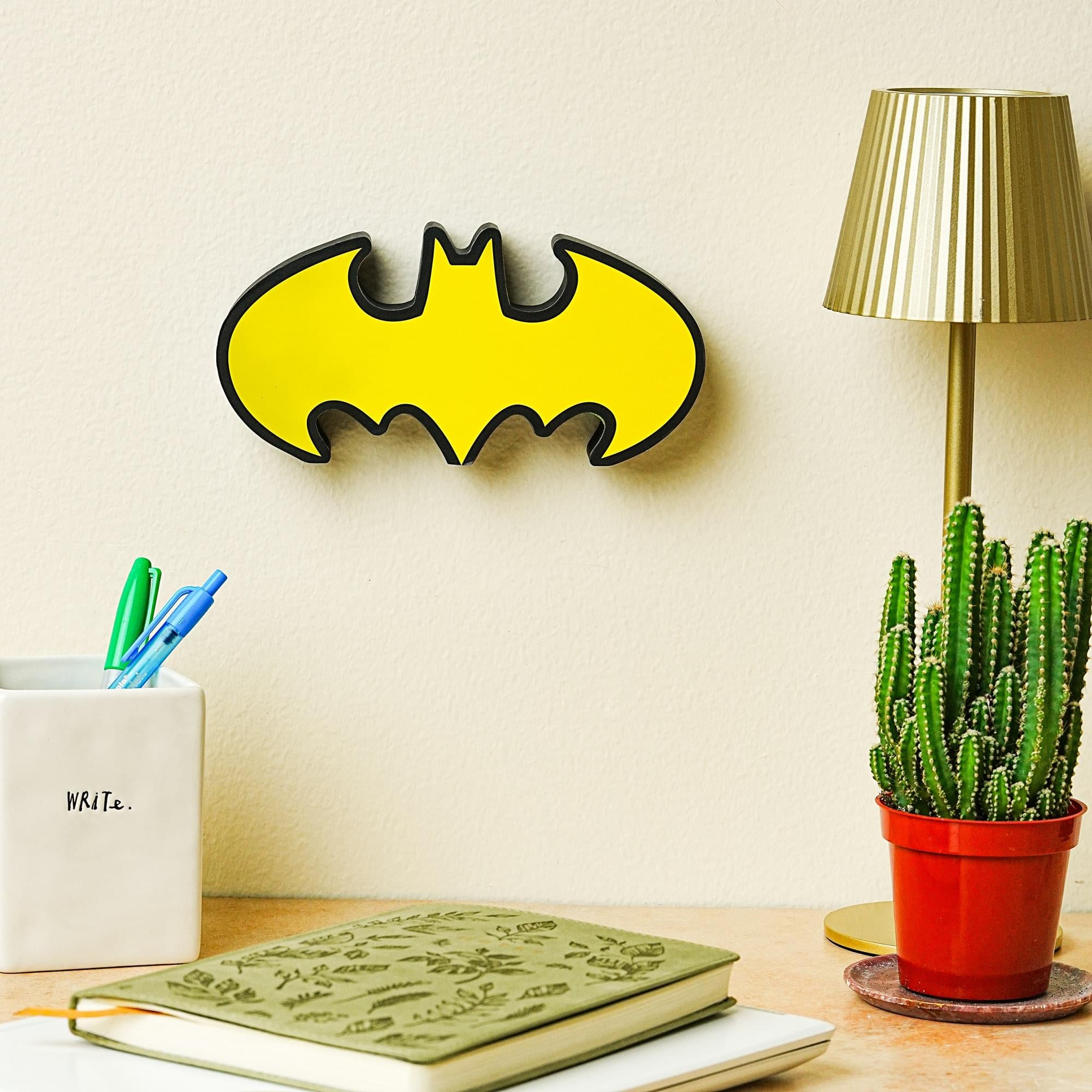 Epic DC Comics Batman Emblem Die-Cut Wooden Wall Art Sign - 4 x 8 Inches