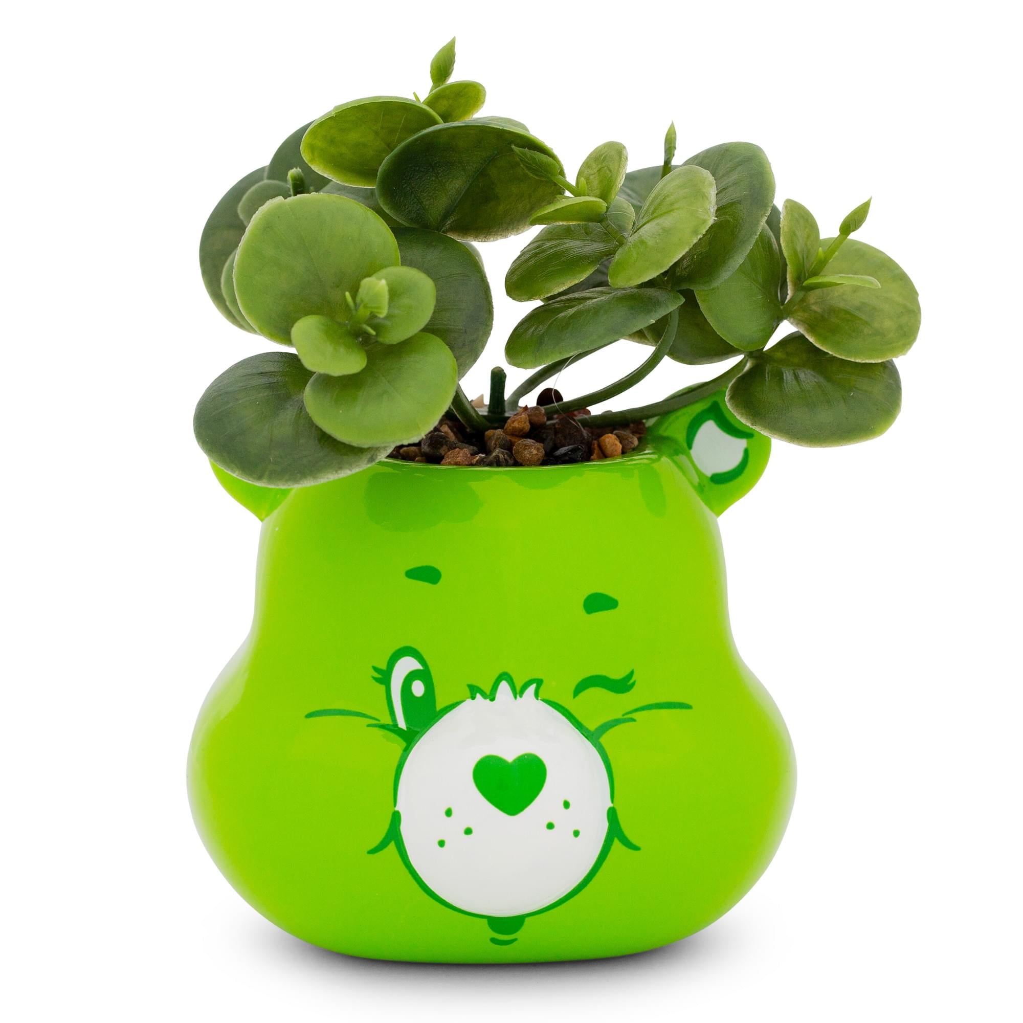 Care Bears Good Luck Bear 5-Inch Ceramic Mini Planter with Artificial Succulent - Bring Good Luck and Style