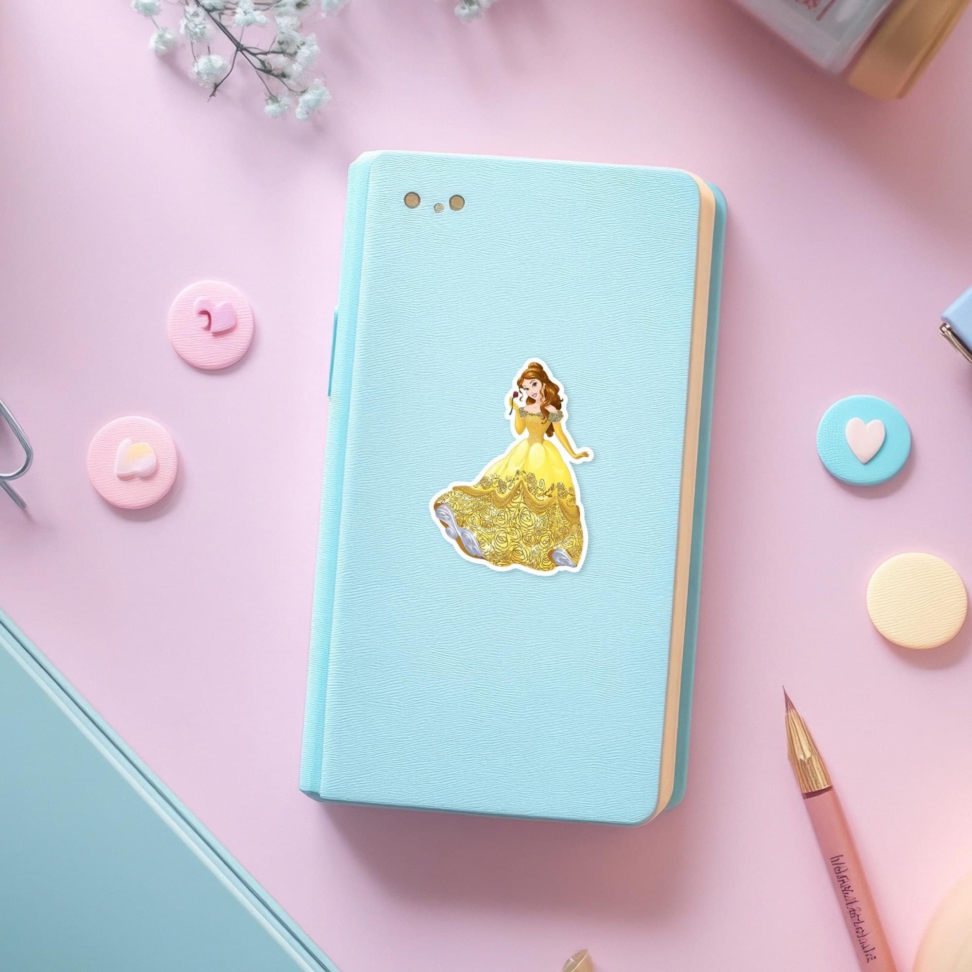 Enchanting Disney Princess Belle 4 x 8 Inch Glitter Decal