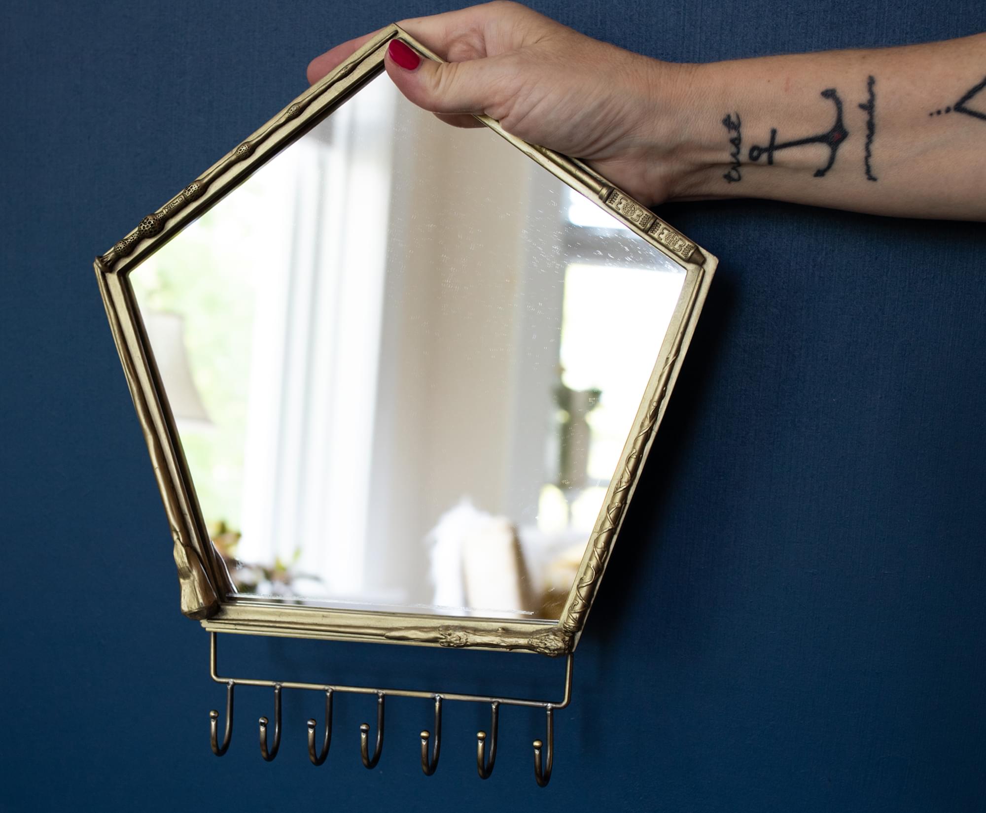 Harry Potter Magical Wand Wall Mirror with Jewelry Hooks Storage