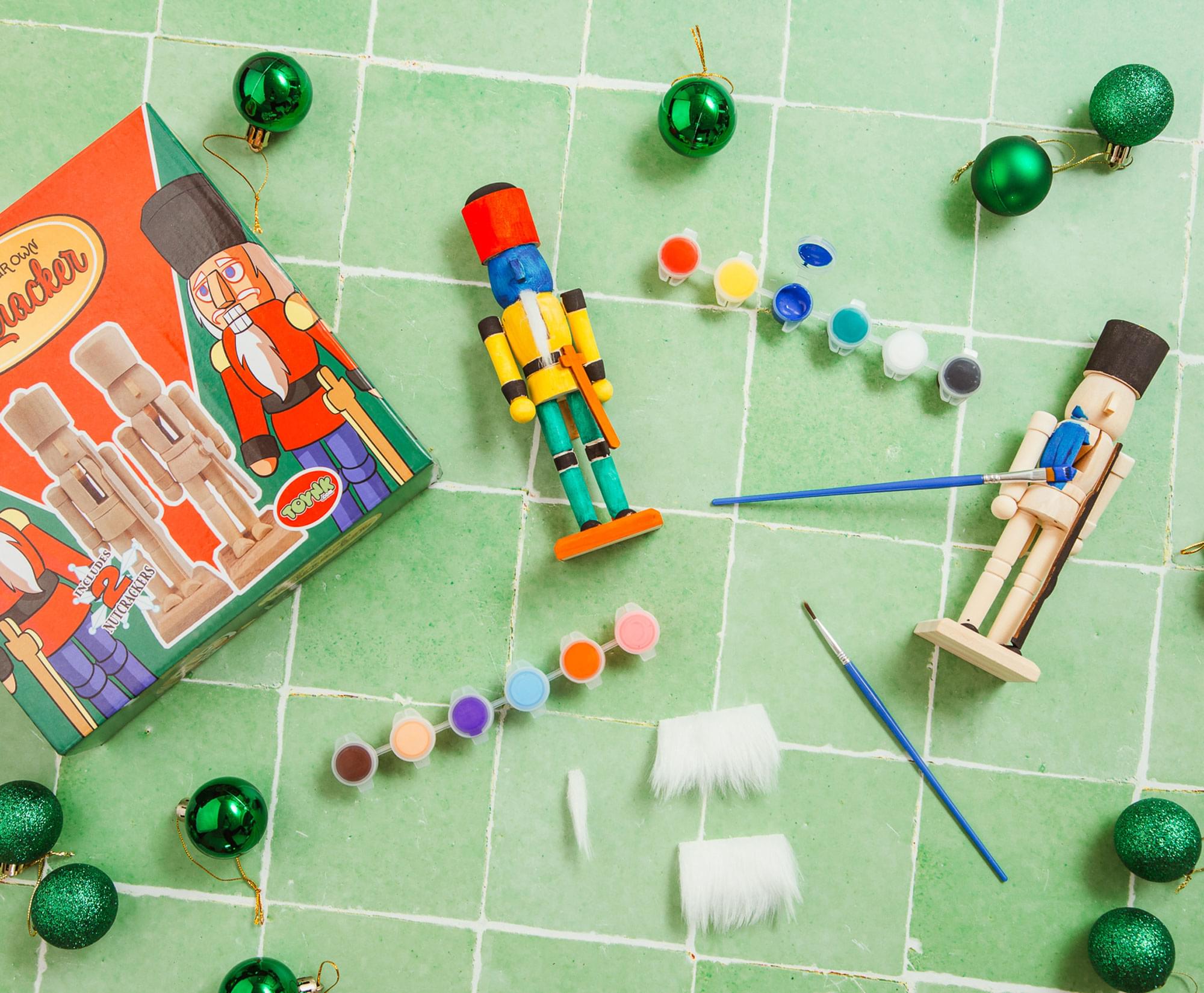 Customize Your Own 7-Inch Wooden Nutcracker Figures Craft Kit - Set of 2