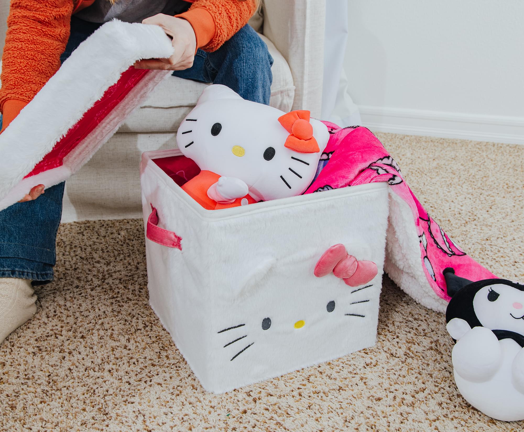 Adorable Sanrio Hello Kitty 13x13 Inch Plush Storage Cube - Keep Your Space Tidy in Style!