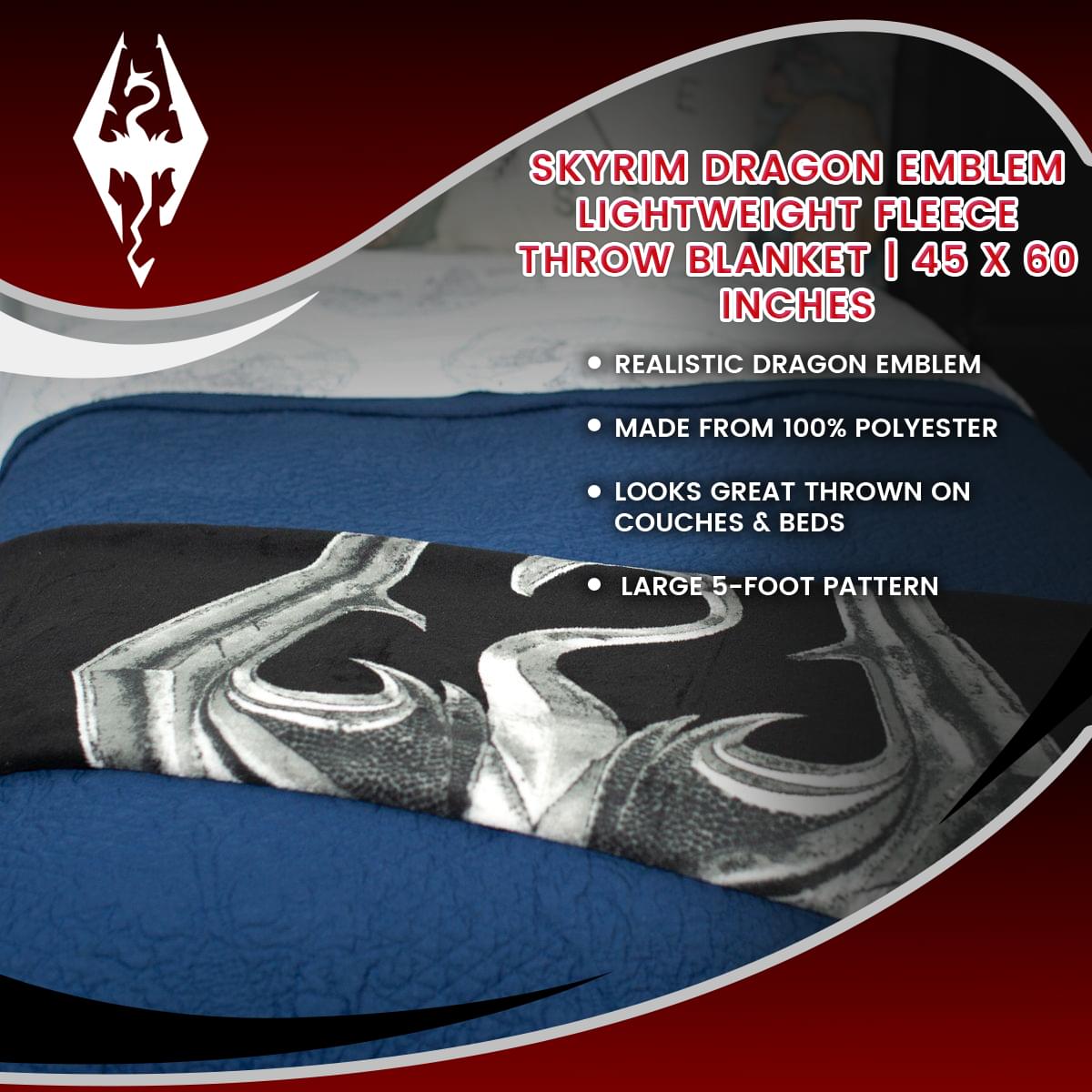Show Your Love for Skyrim with This Dragon Emblem Fleece Throw Blanket