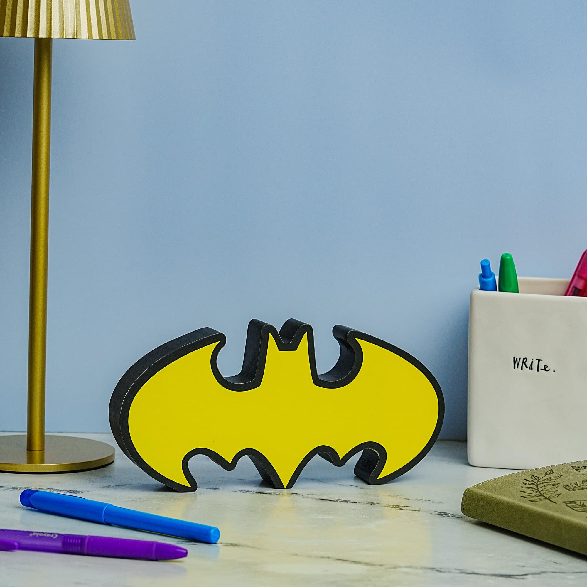 Epic DC Comics Batman Emblem Die-Cut Wooden Wall Art Sign - 4 x 8 Inches