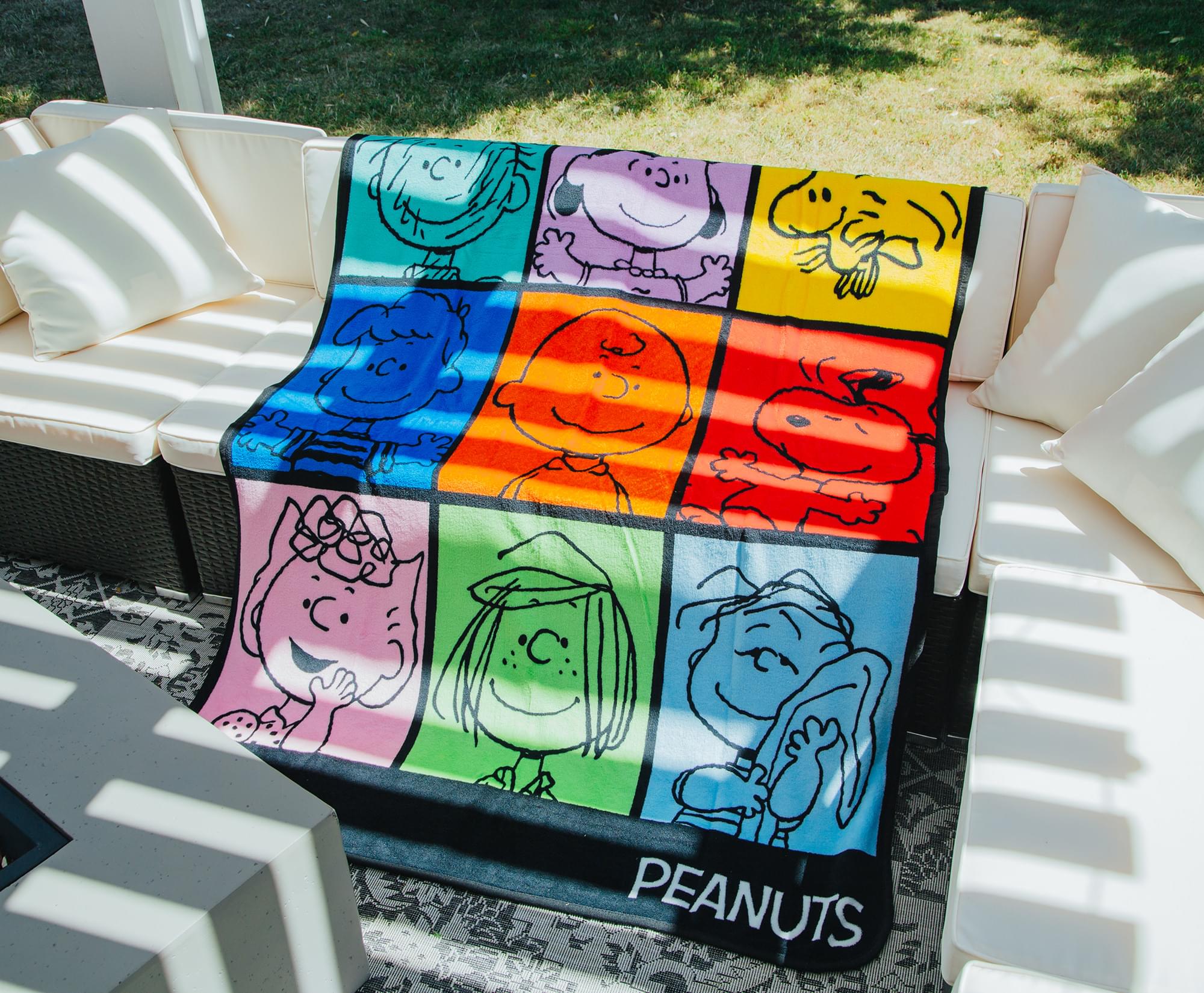 Charming Peanuts Multicolor Character Grid Fleece Throw - 45 x 60 Inches