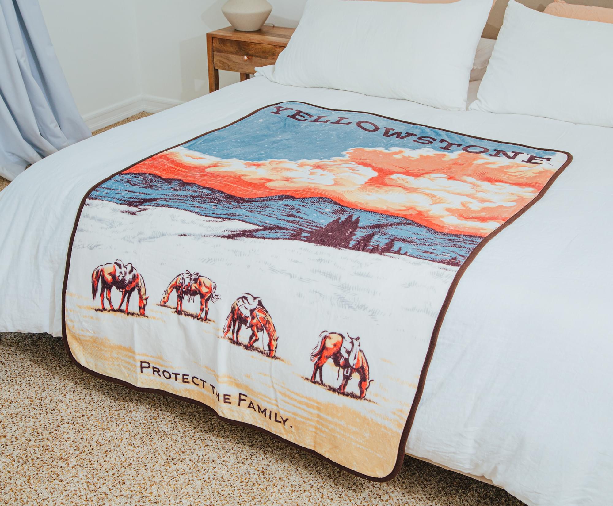 Yellowstone Family-Protecting Raschel Throw Blanket, 45x60 Inches