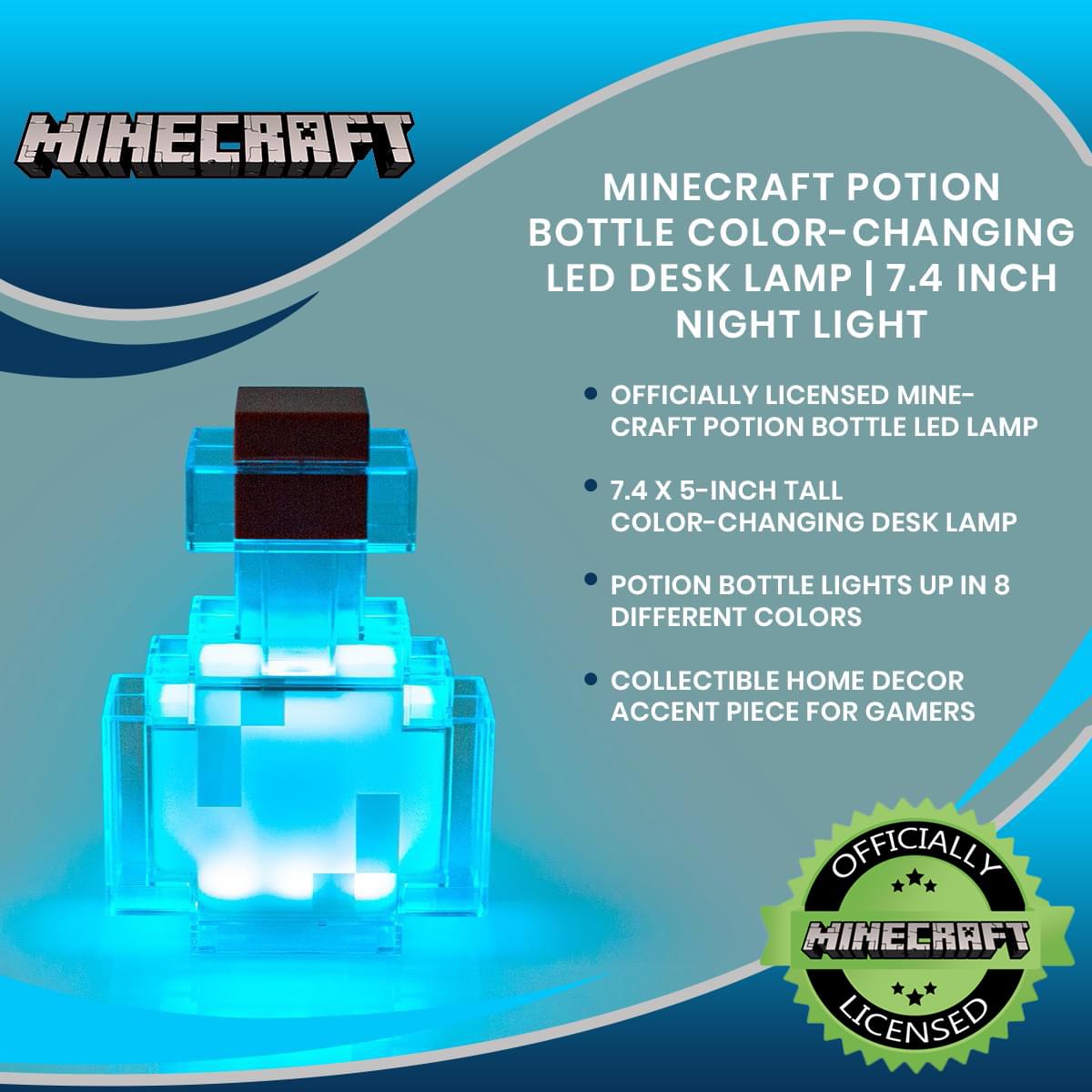 Enchanting Minecraft Potion Bottle Color-Changing LED Desk Lamp - Your Gaming Room's New Glow! 7 Inch Night Light