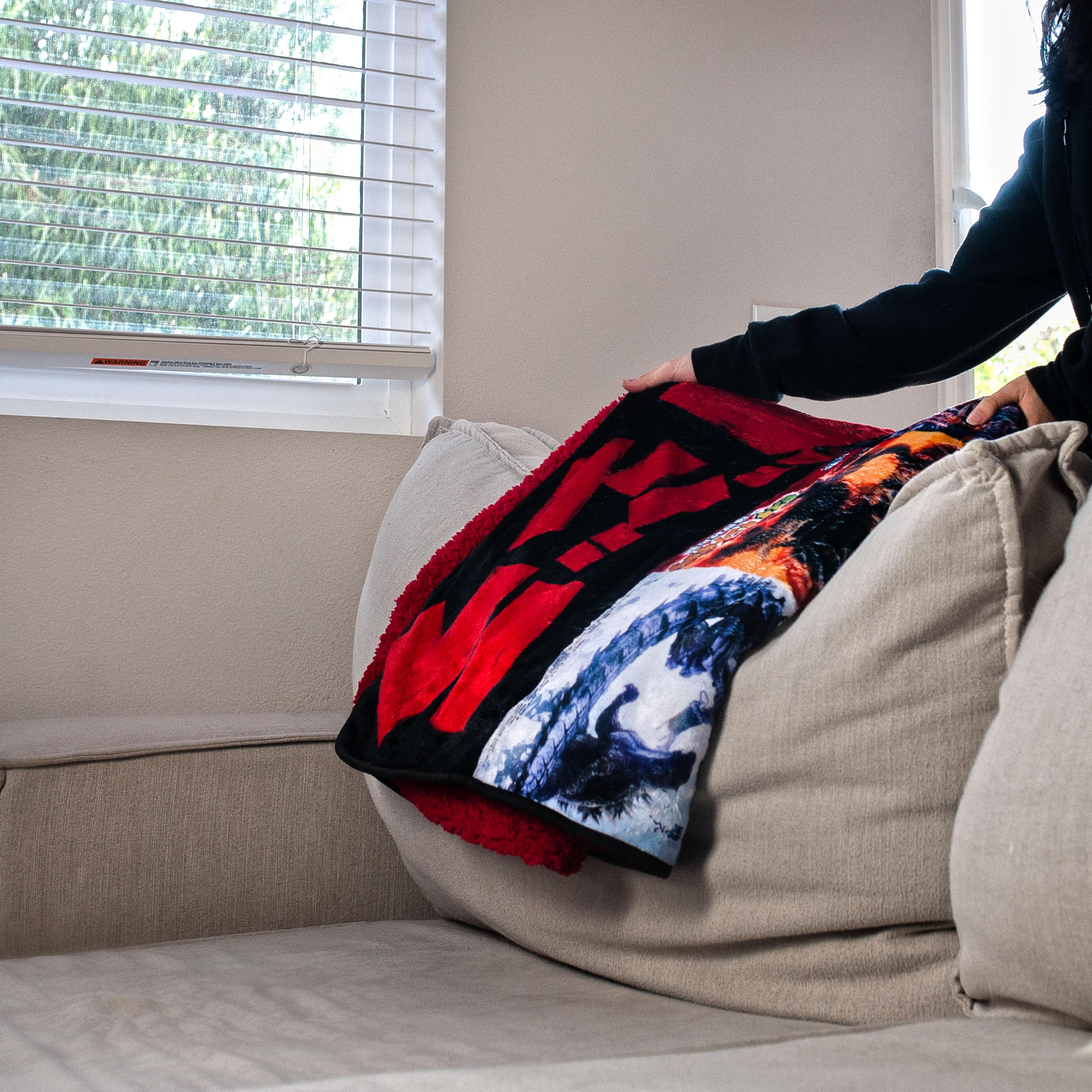 Epic Godzilla Movie Poster Oversized Fleece Throw Blanket - 76x54 Inches