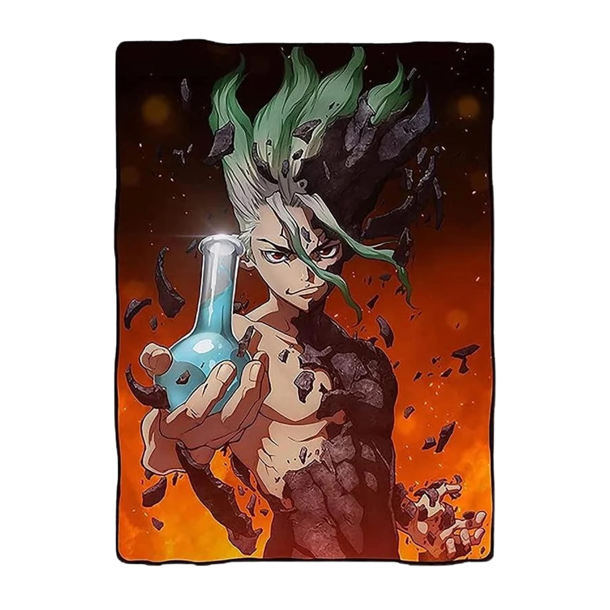 Cozy Dr. Stone Senku Ishigami Fleece Throw Blanket - 45 x 60 Inches