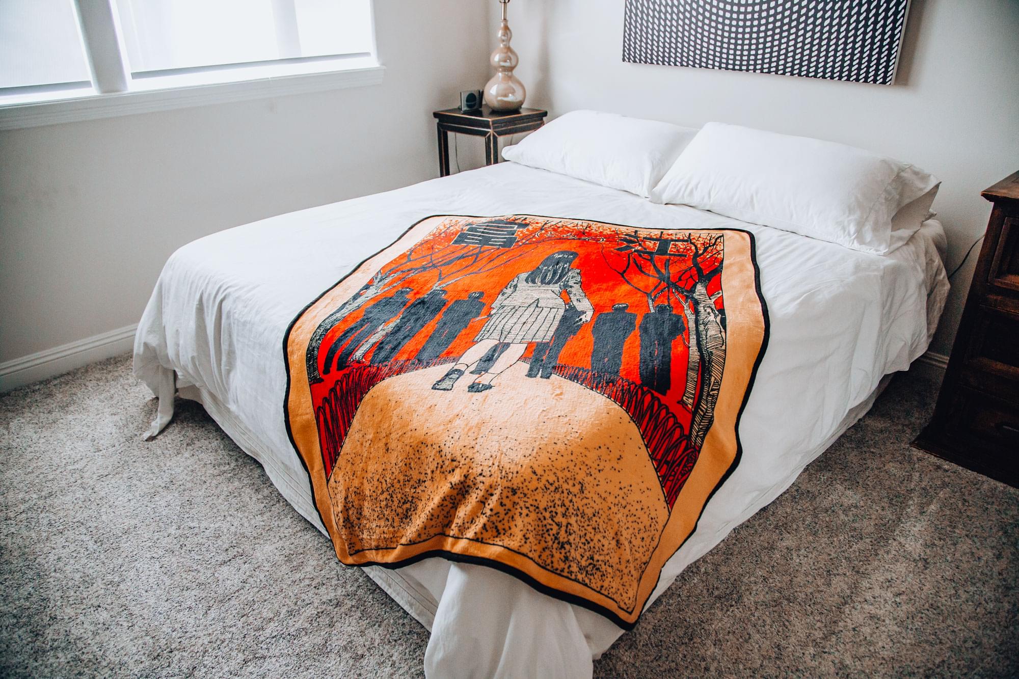 Creepy Cozy: Junji Ito-Inspired Fleece Throw Blanket