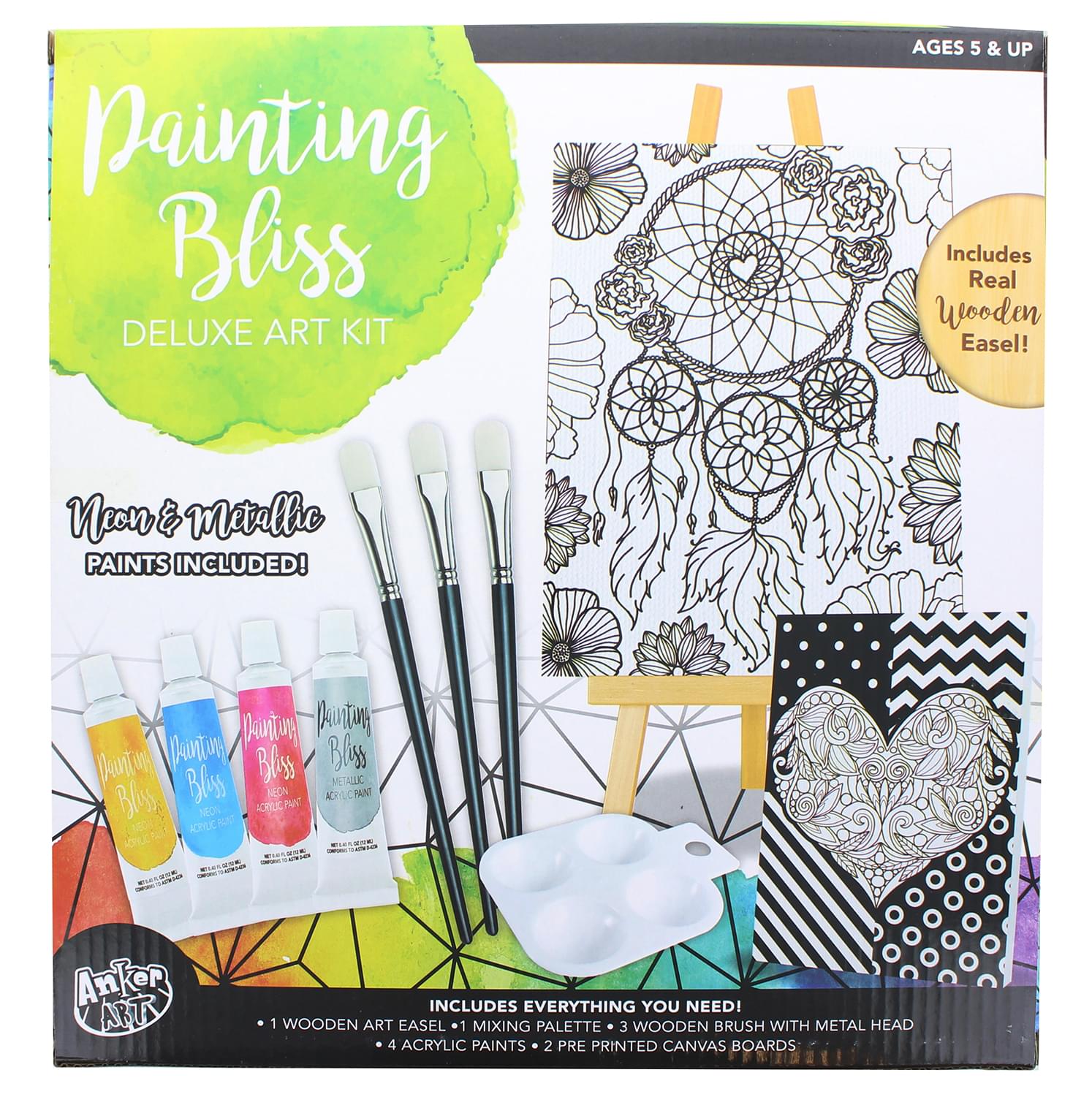 Unleash Your Inner Artist with the Painting Bliss Deluxe Art Kit and Wooden Tabletop Easel