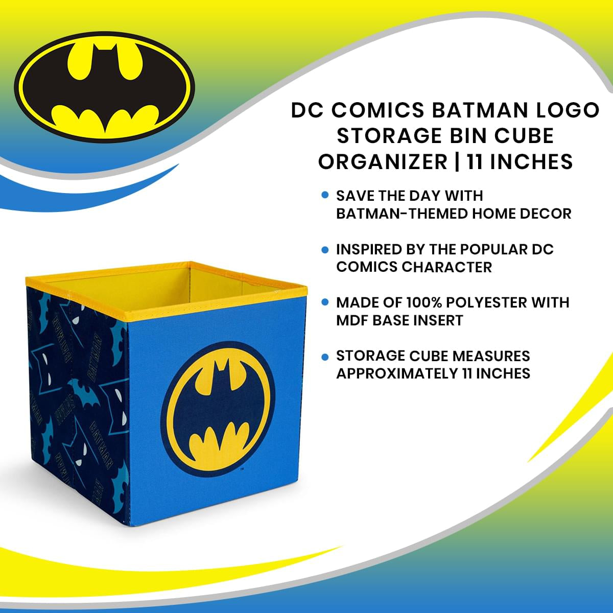 Epic DC Comics Batman Logo 11-Inch Storage Bin Cube Organizer