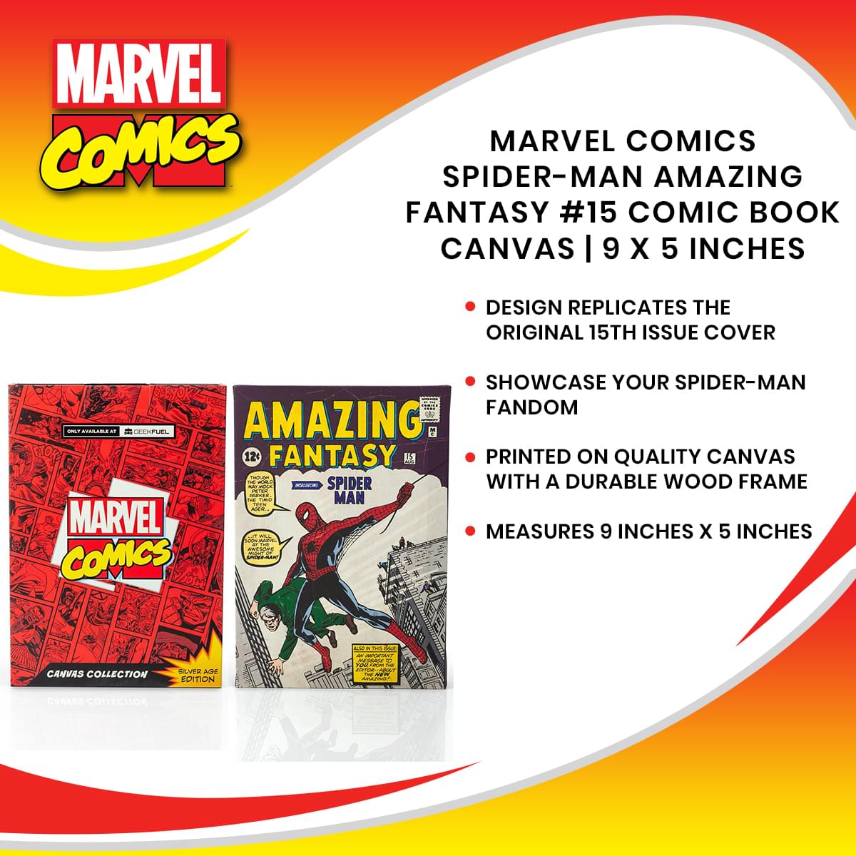Marvel Comics Spider-Man's Debut: Amazing Fantasy #15 9x5-Inch Comic Book Canvas