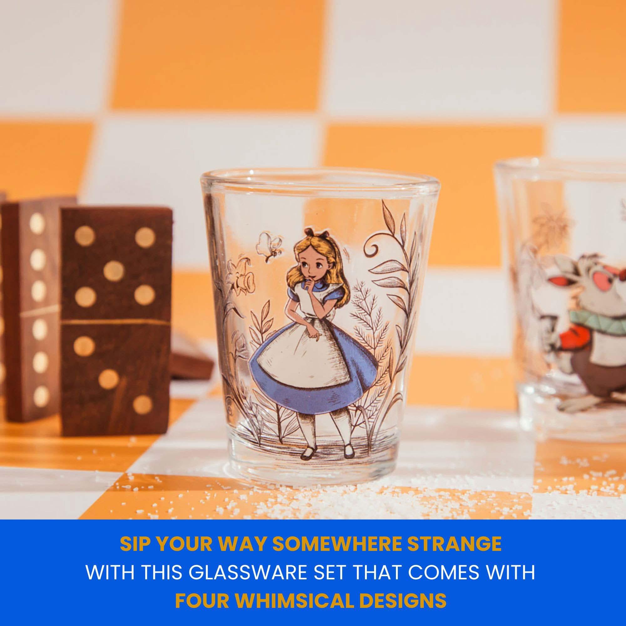 Disney's Enchanting Alice in Wonderland Character Scenes Mini Shot Glass Set - 4 Piece