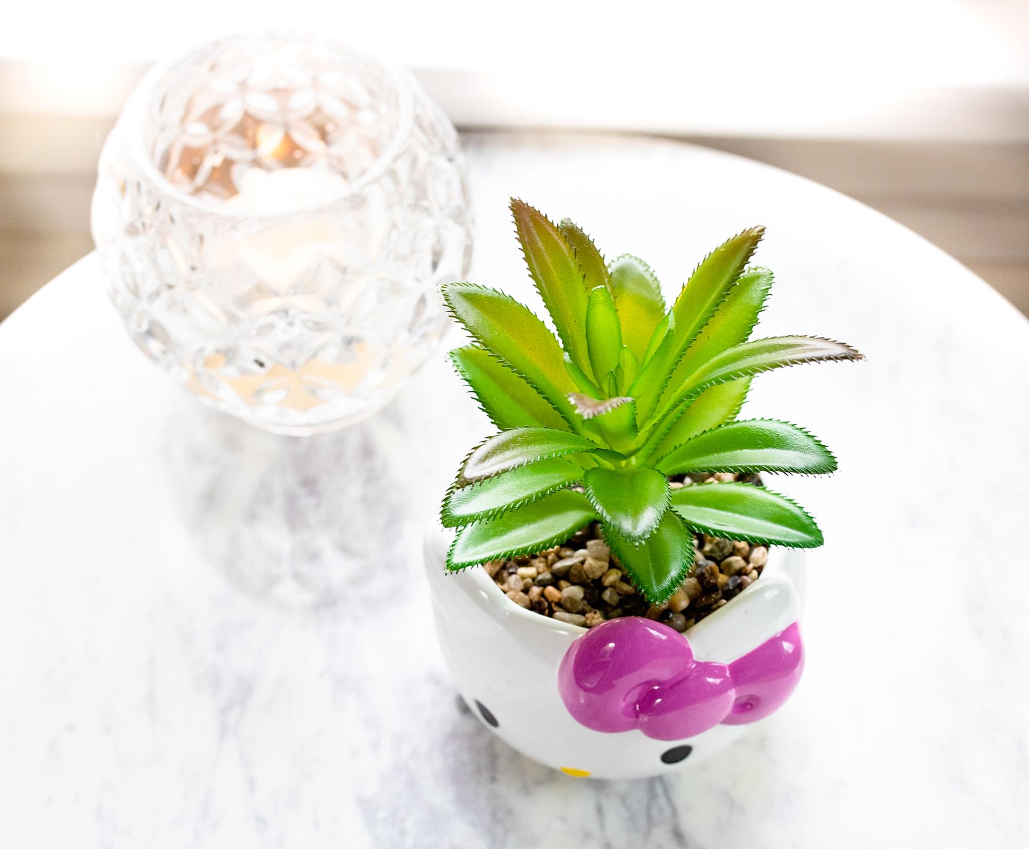 Sanrio Hello Kitty Ceramic Mini Planter with Artificial Succulent - 3-Inch Delight