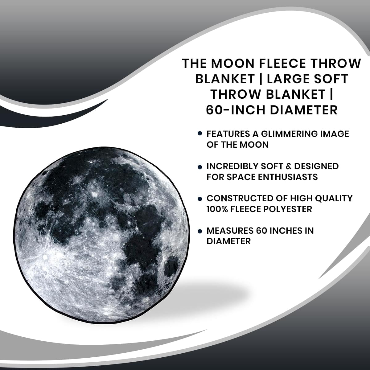 Cosmic Comfort: NASA-Themed Large Soft Fleece Throw Blanket (60-Inch Diameter)