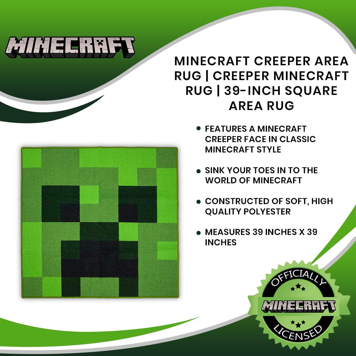 Explosive Minecraft Creeper 39-Inch Square Area Rug