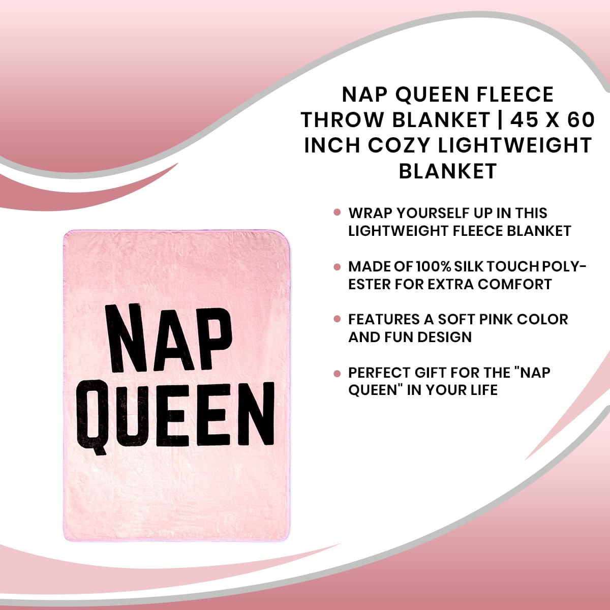 Nap Queen Ultra-Soft Fleece Throw Blanket - 45x60 Inches