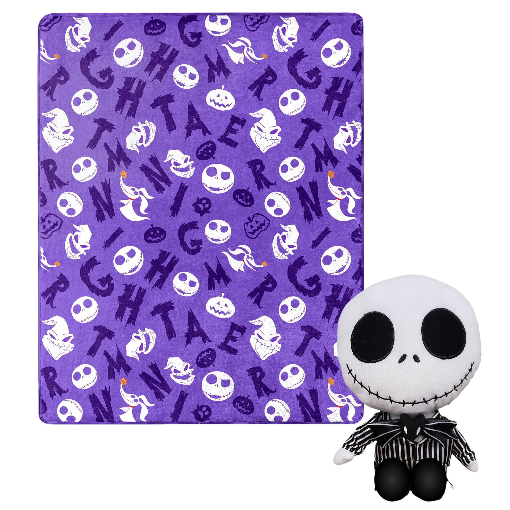 Enchanting Nightmare Before Christmas Friends Silk Touch Throw Blanket & Plush Pillow Set